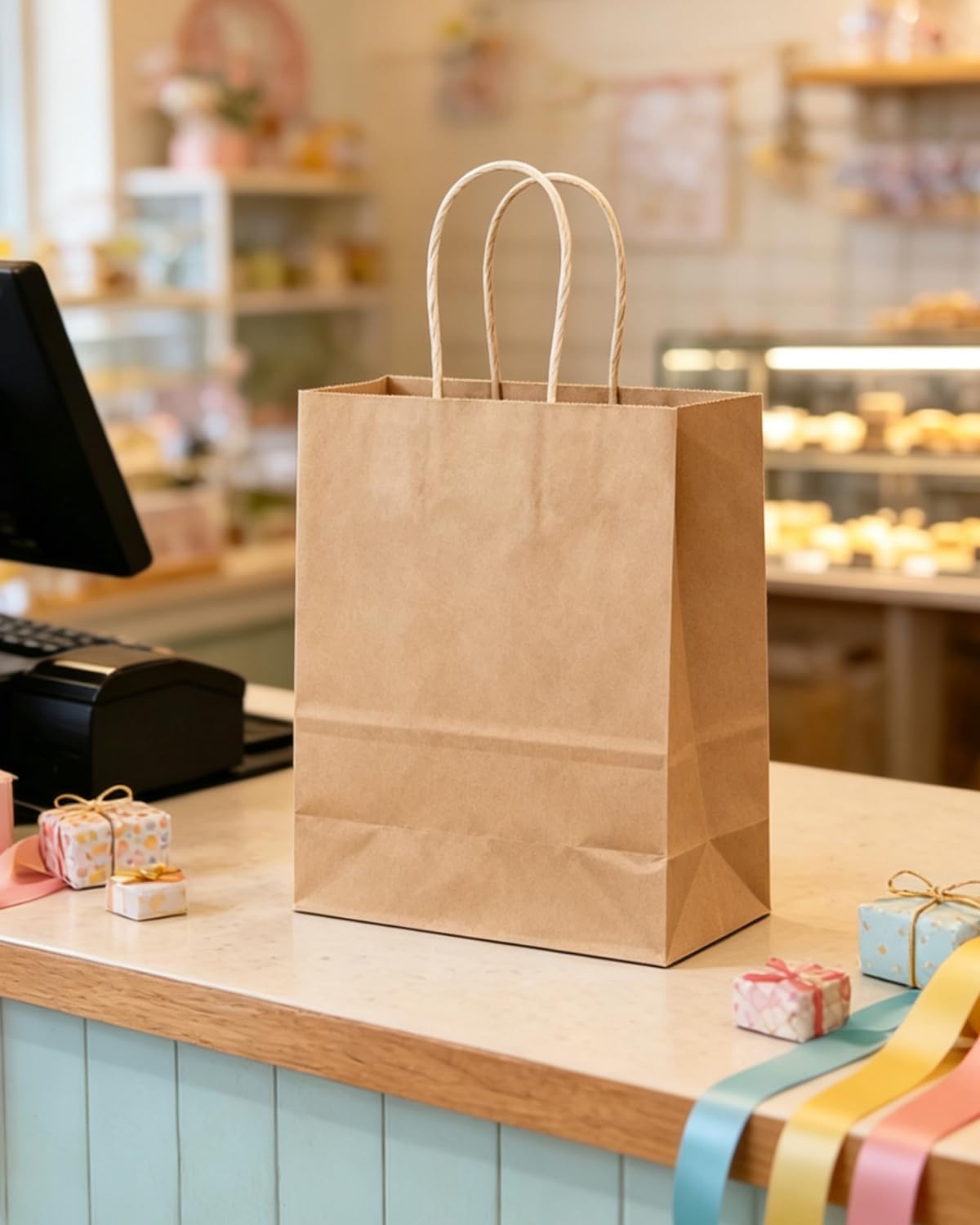 Detalle 2 de Gcardist 30-pack Brown Kraft Gift Bags with Handles (11x5x8 inch)