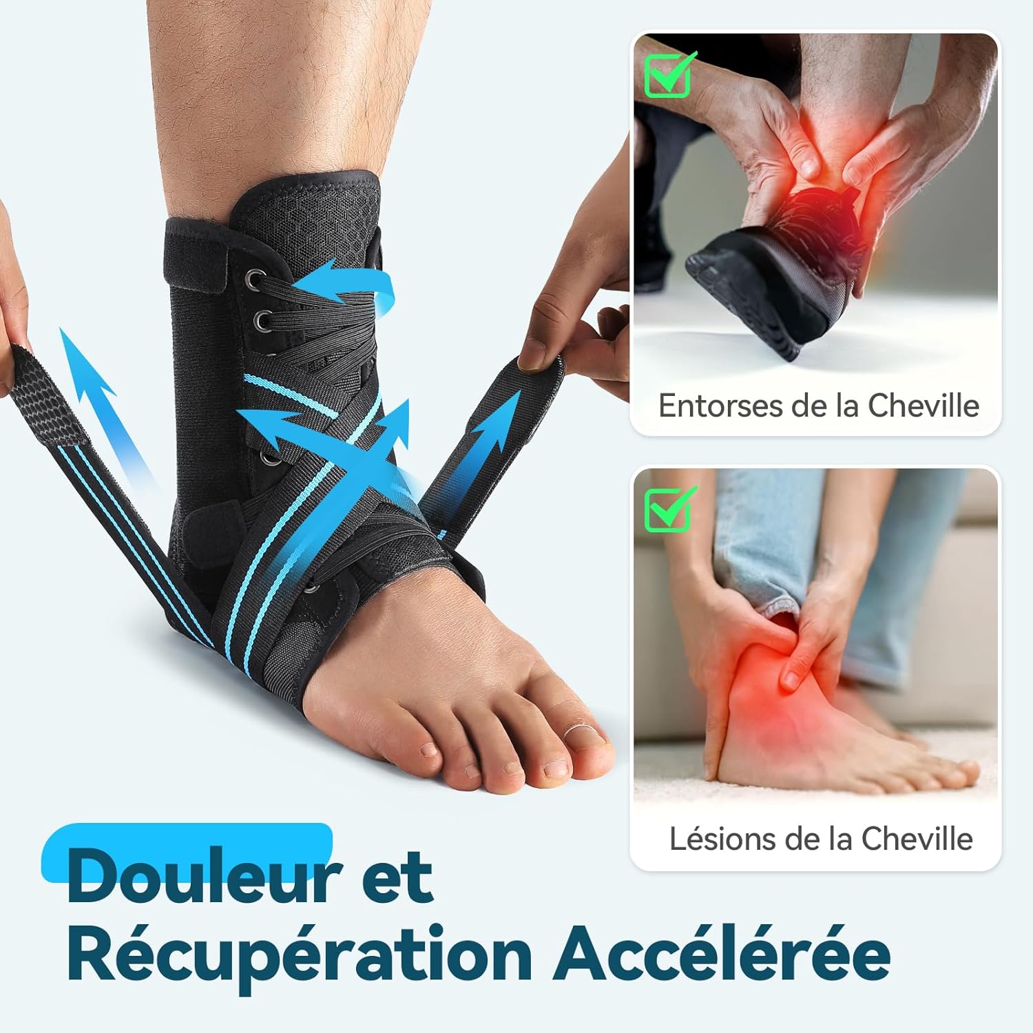 Thumbnail 4 de AGPTEK chevillère de maintien pour entorse avec attelles amovibles, réglable (G/D) unisexe