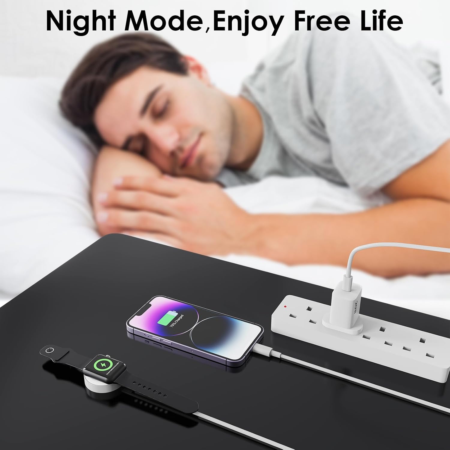 Detalle de Autallgee Upgraded 2 in 1 Charger for Apple Watch and iPhone (USB‑C to Lightning) with 20W wall charger