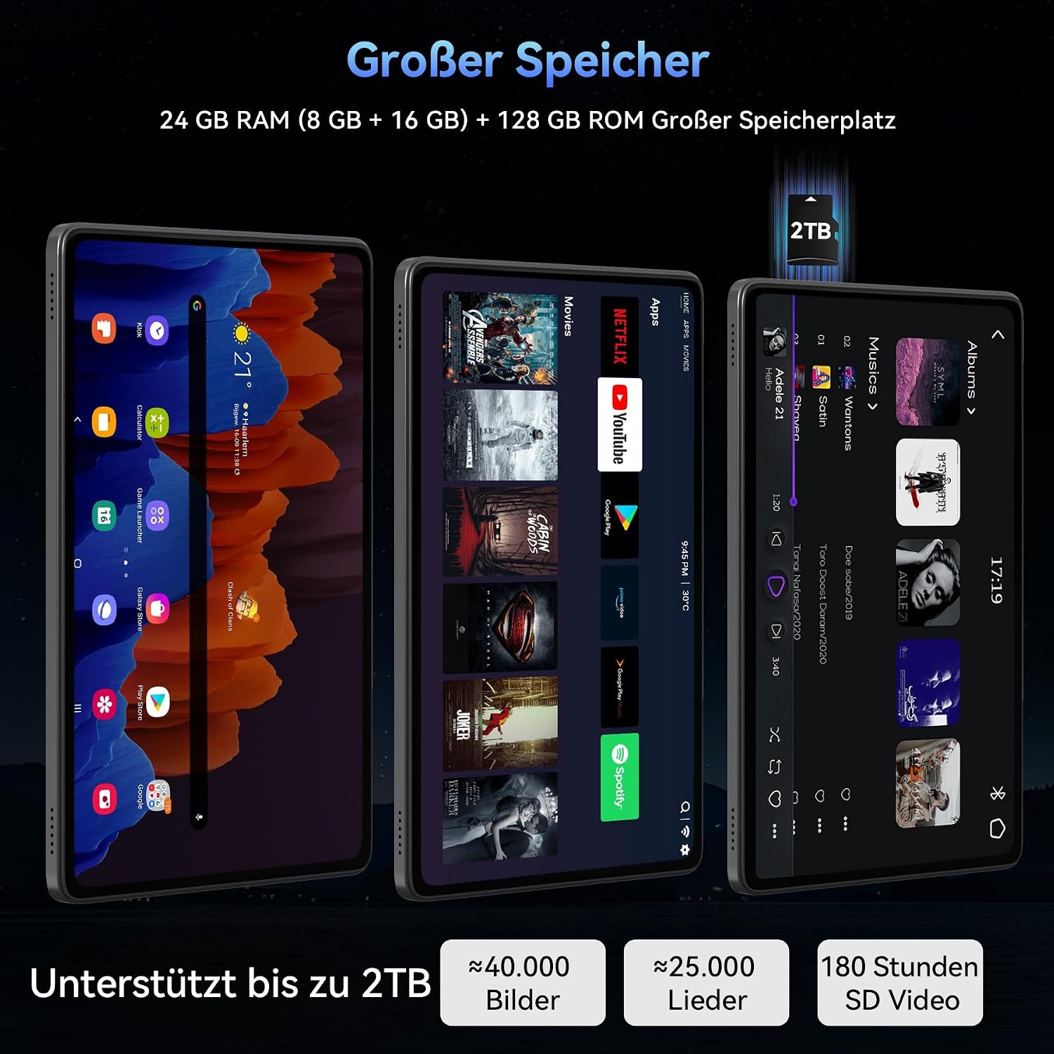 Detalle de TABWEE Tablet 11 Zoll mit Stift, Tastatur und Gemini AI 3.0 – 24 GB RAM, 128 GB ROM