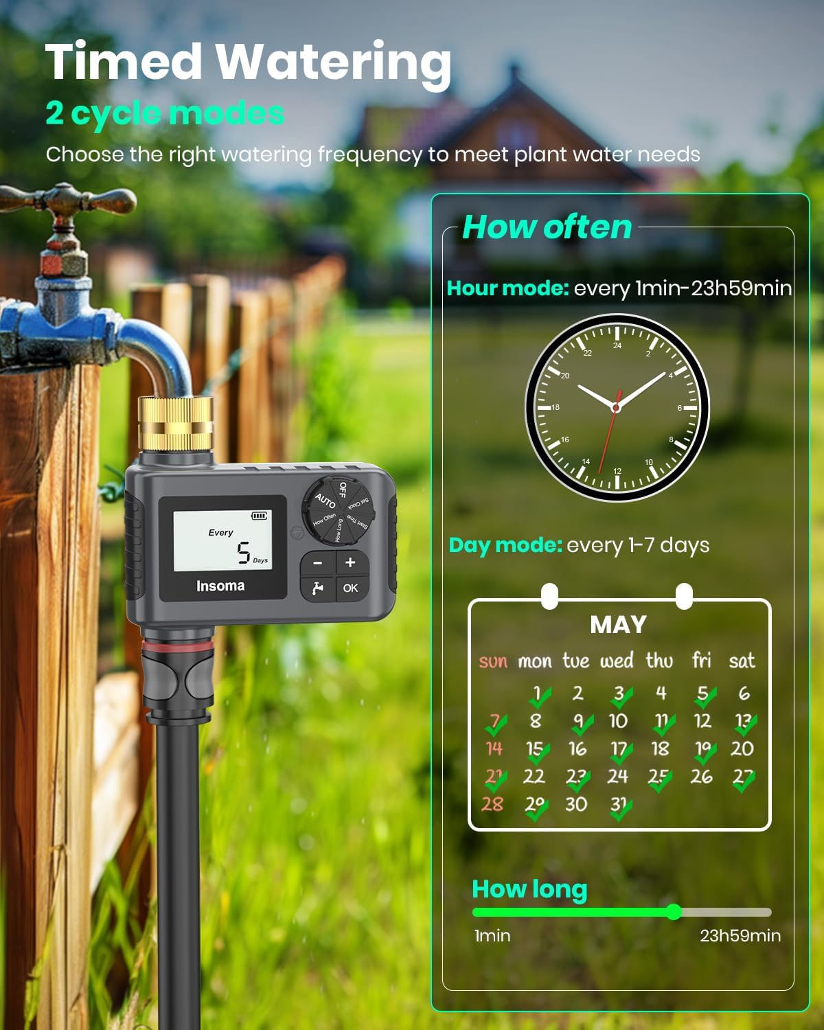Thumbnail 2 de Insoma Sprinkler Timer with Brass Swivel, Rain Delay and 1 Outlet
