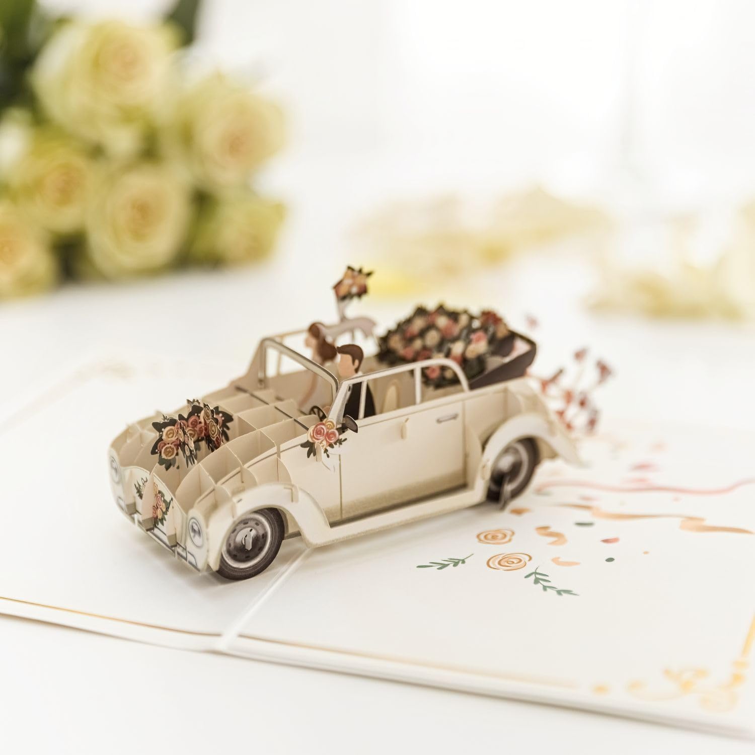 Thumbnail 3 de papercrush Luxury 3D Wedding Card Pop Up Car – “Just Married” pop-up congratulations card