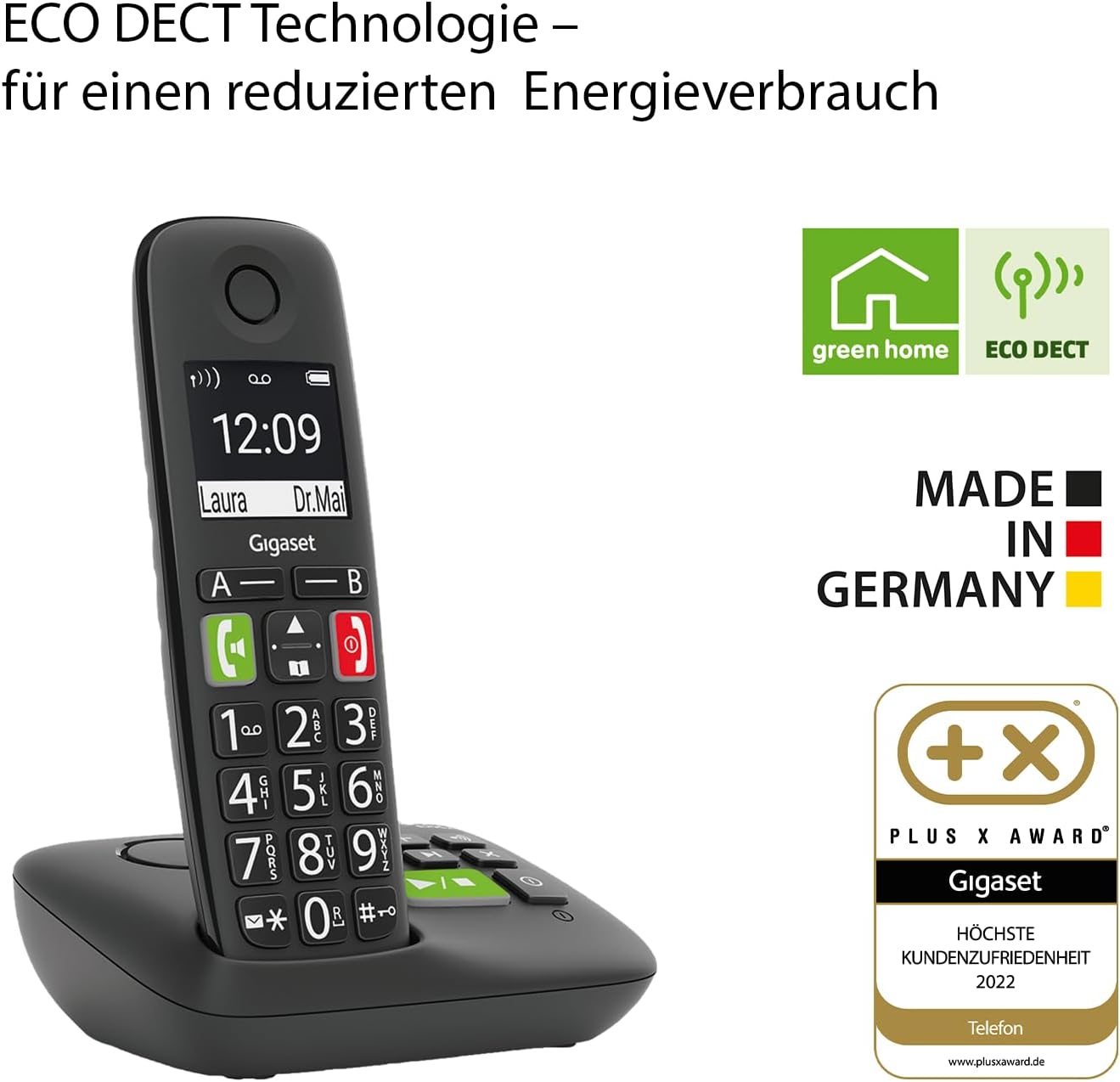 Detalle de Gigaset E290A DUO – Schnurlose DECT-Telefone für Senioren, 2er-Set
