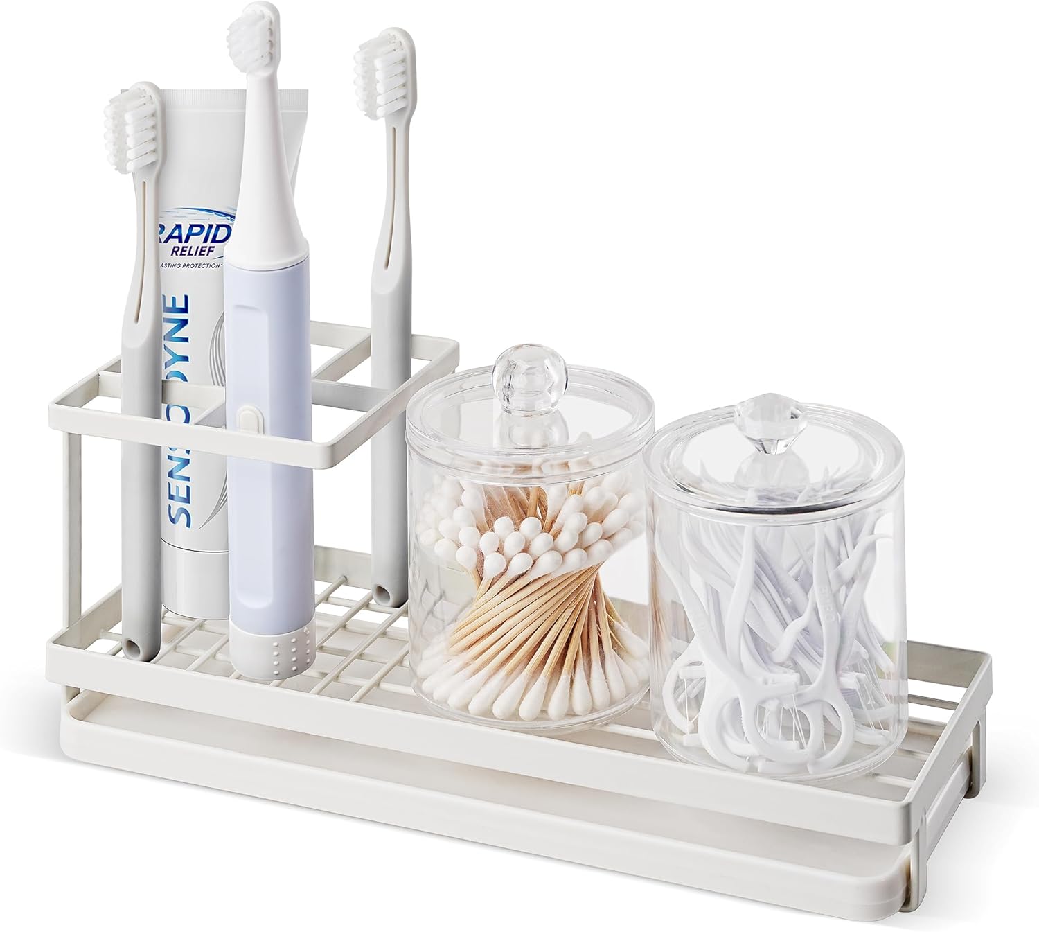 IWTTWY 4-slot toothbrush caddy with tray 🪥