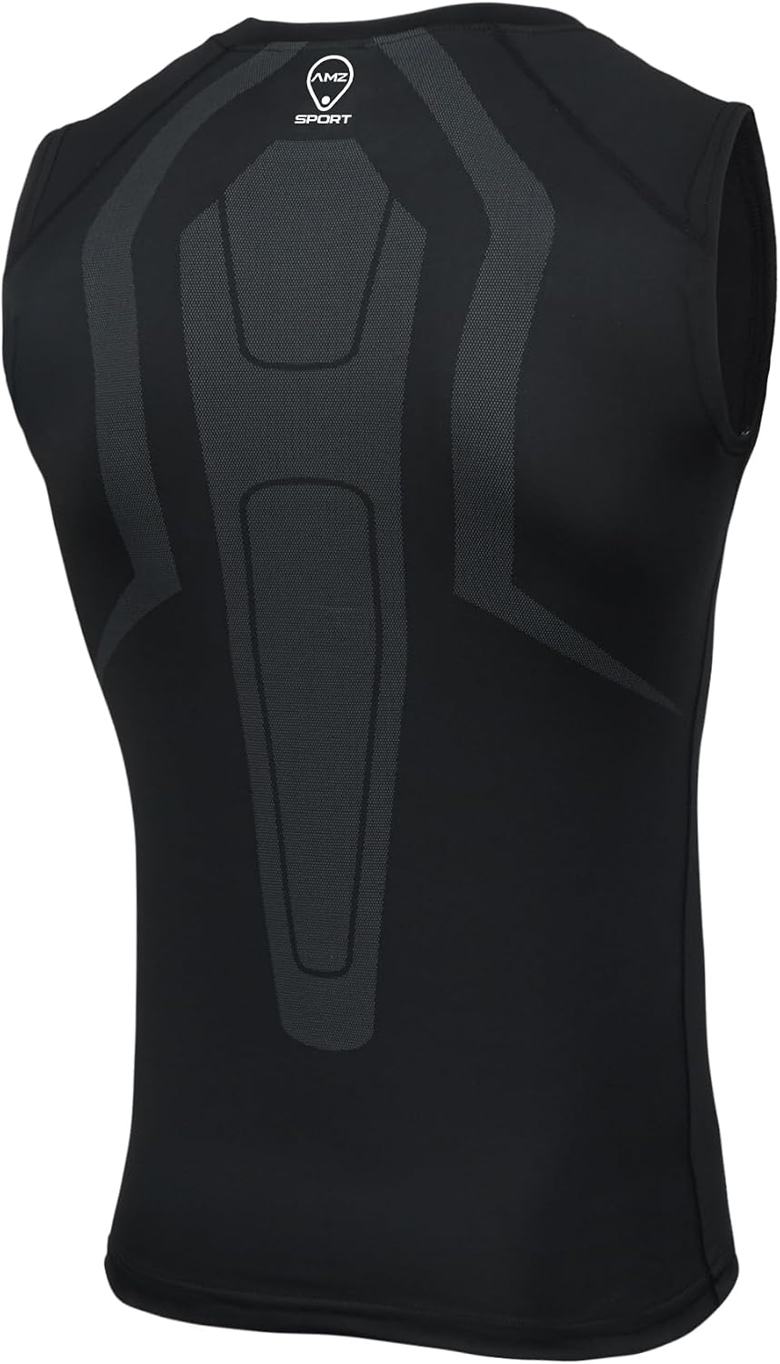 Detalle de AMZSPORT canotta compressiva da uomo a asciugatura rapida (base layer, senza maniche)