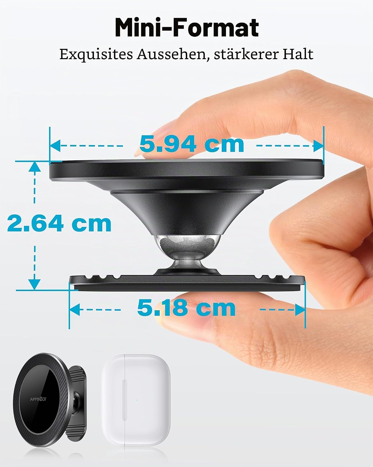 Detalle de APPS2Car Handyhalterung Auto für MagSafe – magnetische KFZ-Halterung mit 360° Drehung