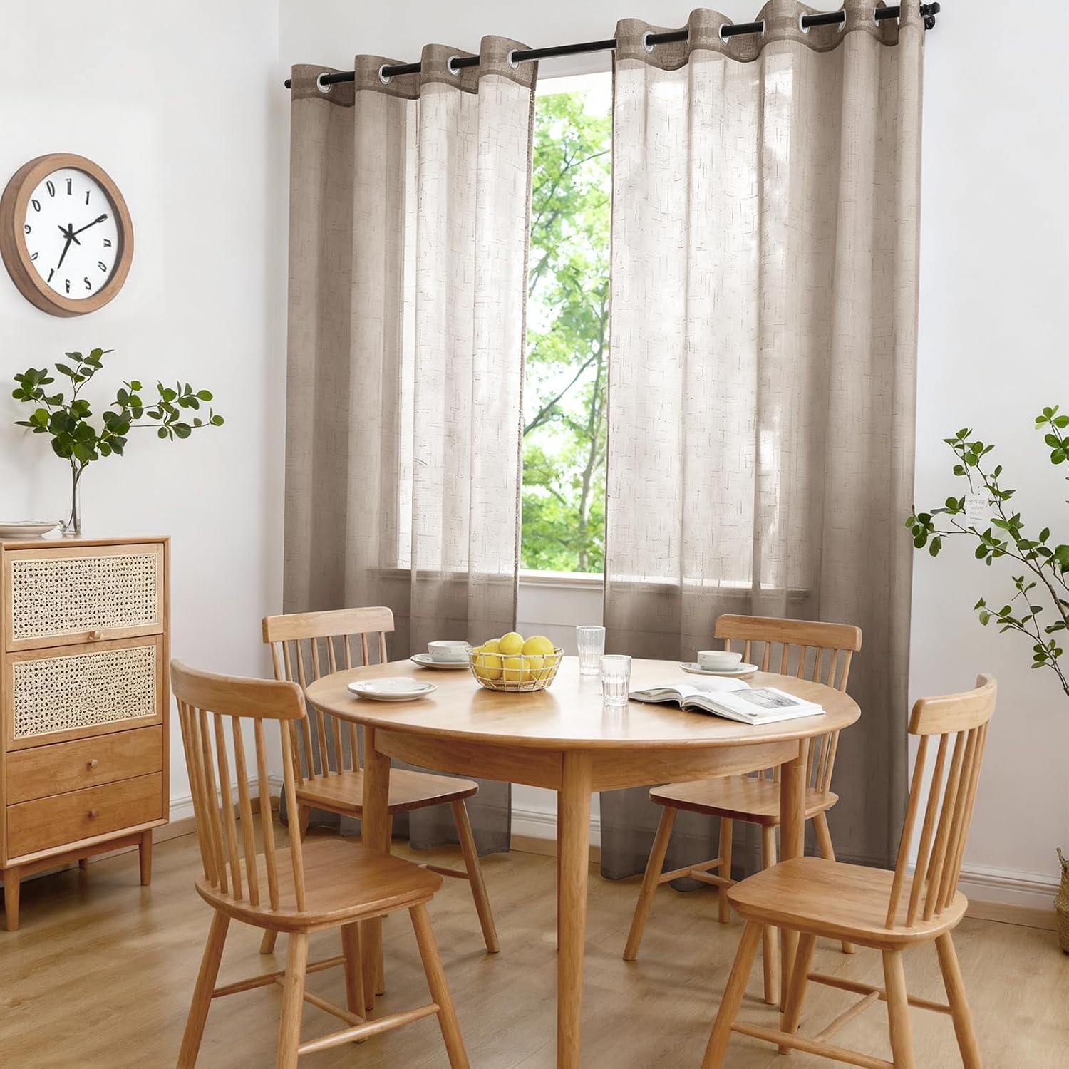 Thumbnail 6 de Ystyle rideau voilage transparent effet lin, lot de 2 (140x260 cm), avec œillets