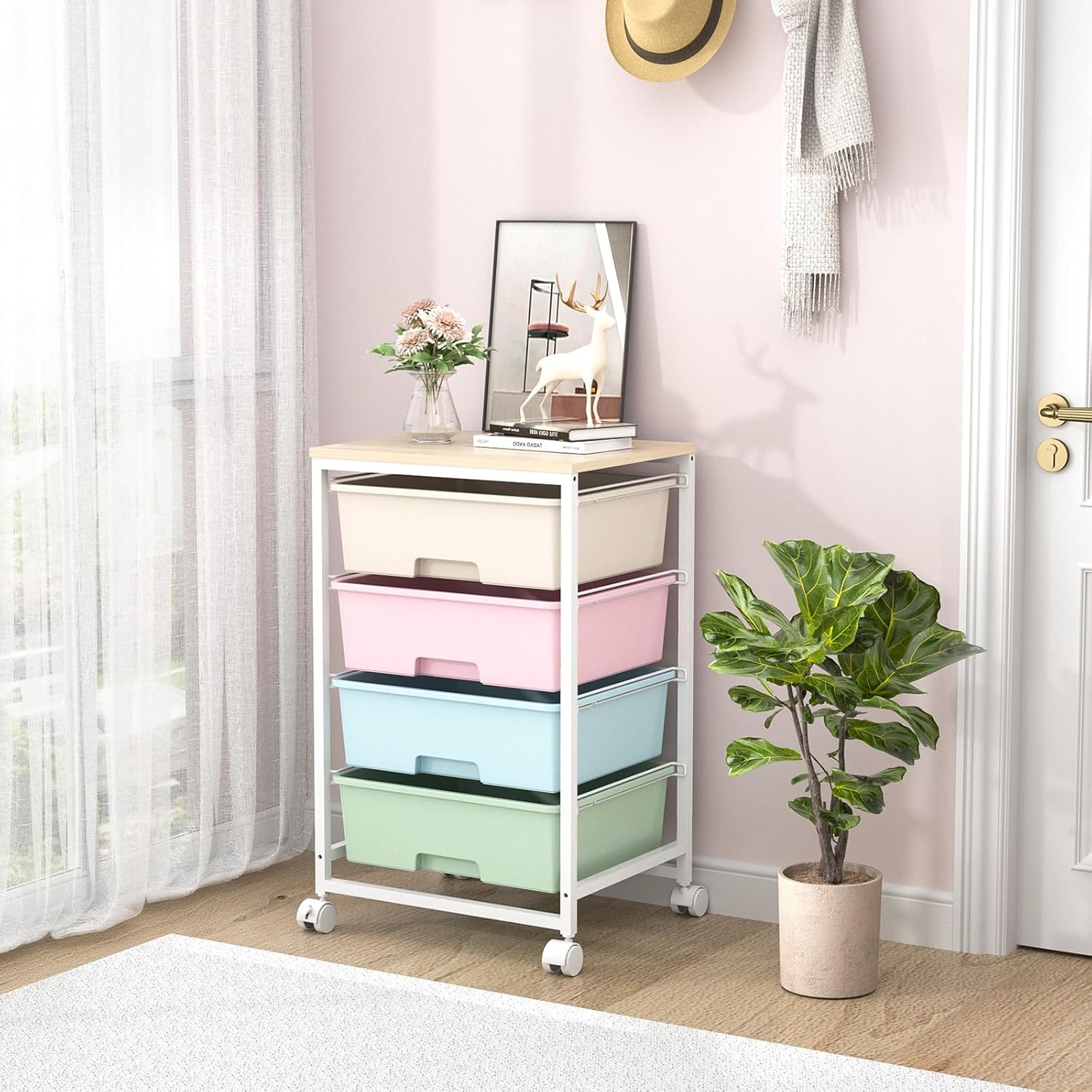 Thumbnail 6 de SYKIARIOL 4-Drawer Storage Trolley with Wheels (Rolling Utility Cart) – Multicolour