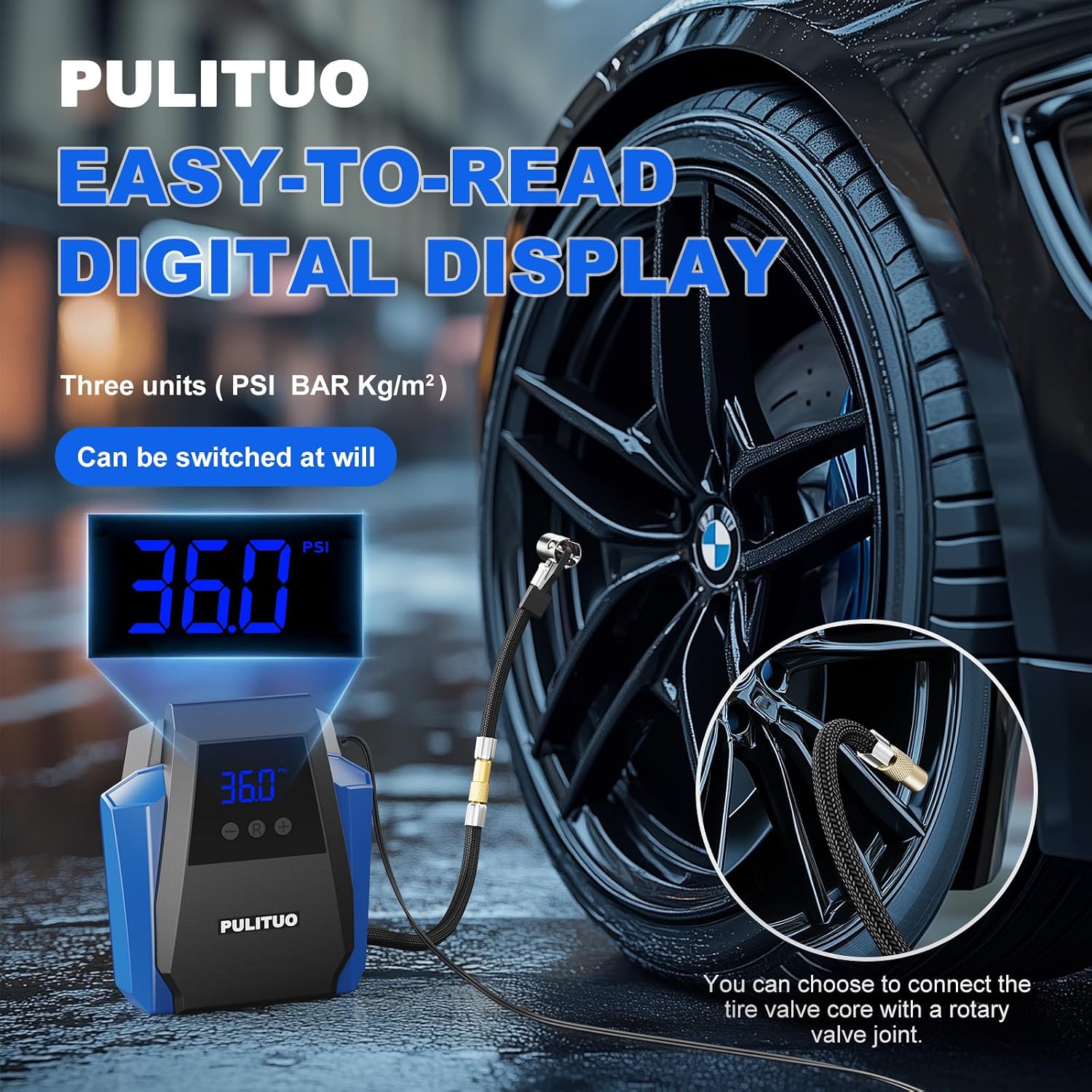 Thumbnail 1 de PULITUO Tire Inflator Portable Air Compressor 150PSI