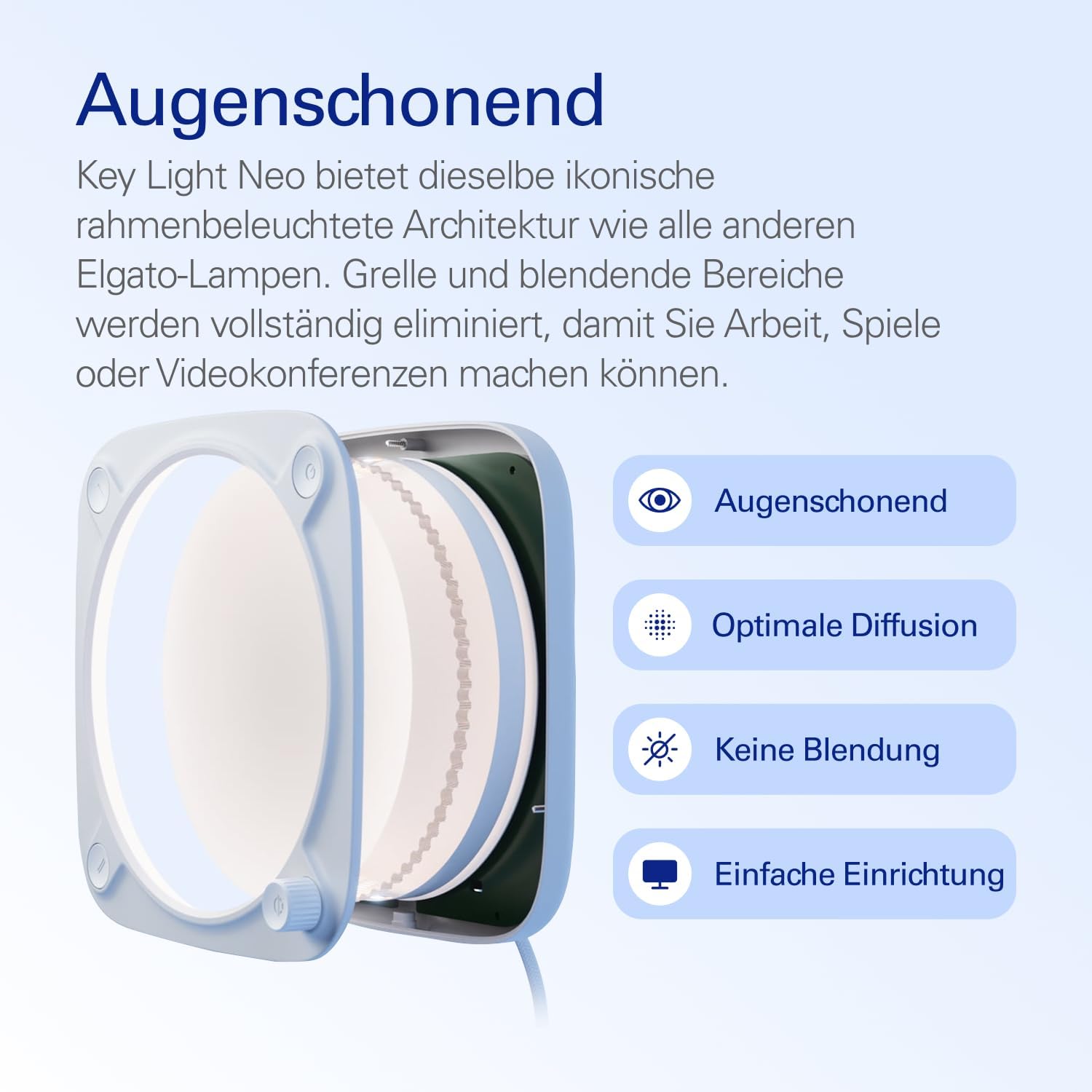 Thumbnail 3 de Elgato Key Light Neo (ohne Monitorhalterung) – Profi-Beleuchtung für Video-Calls & Streaming, weiß