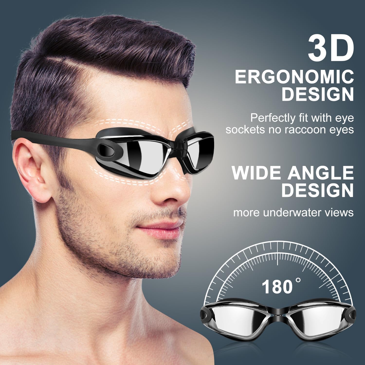 Thumbnail 2 de COOLOO Swimming Goggles (2 Pack) with Anti-fog & UV Protection, Adjustable Strap and Nose Clip