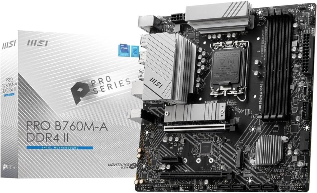 Detalle de MSI PRO B760M-A DDR4 II Micro-ATXマザーボード、LGA1700・DDR4・M.2 Gen4対応