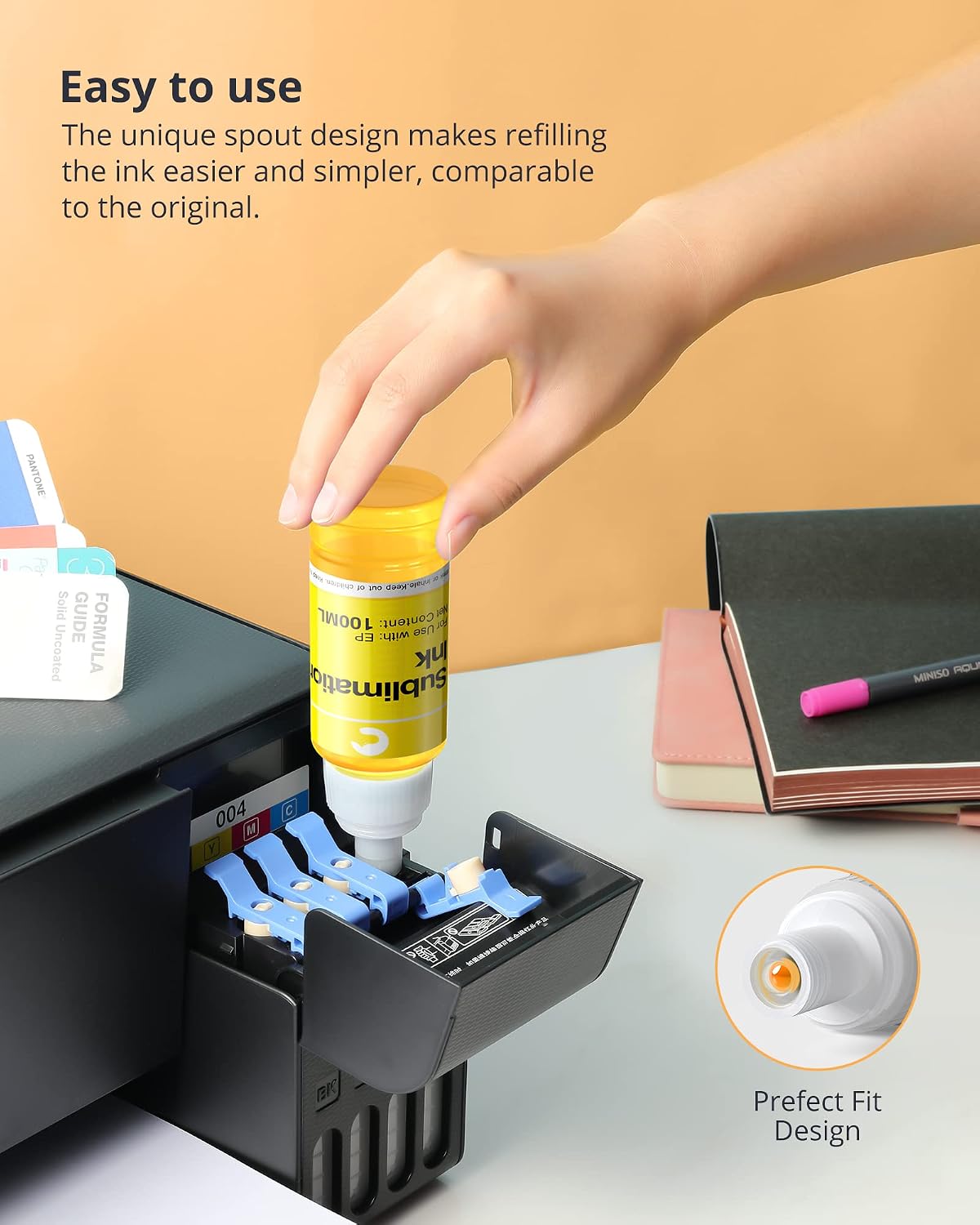 Detalle de Hiipoo Sublimation Ink Refill Bottles, CMYK, for EcoTank Printers