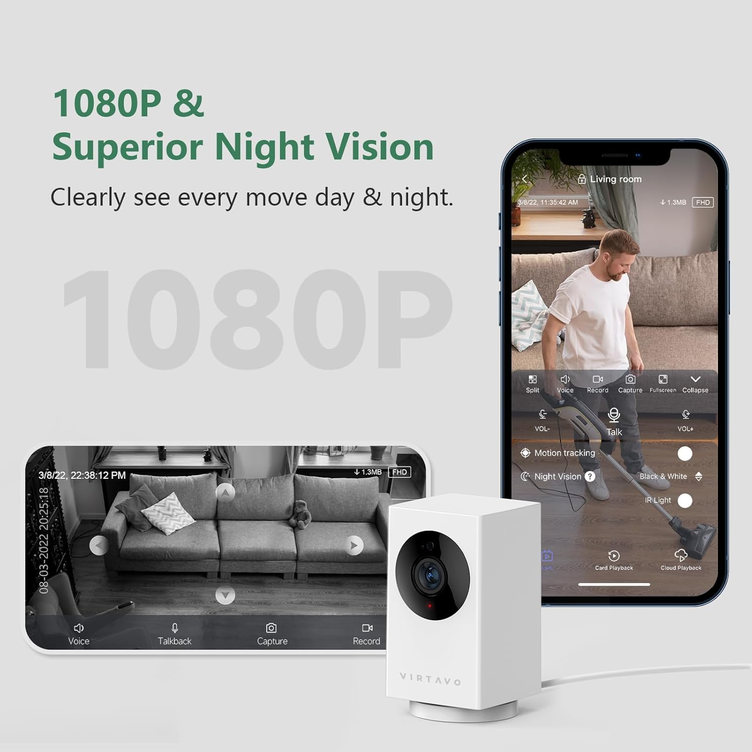 Detalle 2 de virtavo Z1 360° indoor security camera