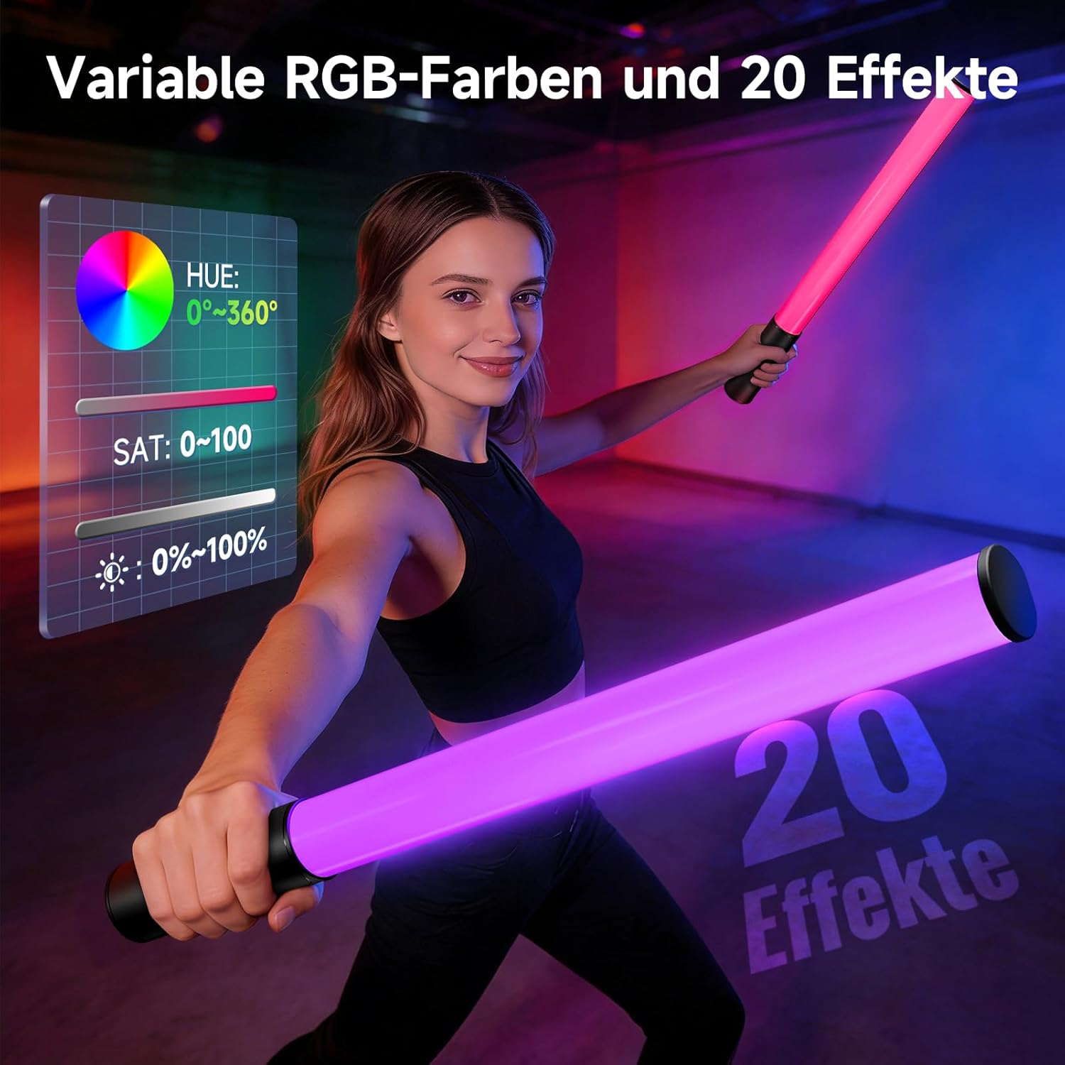 Thumbnail 1 de Rollei Lumis Glow RGB Videoleuchte Lichtstab für Lightpainting & Portrait-Licht