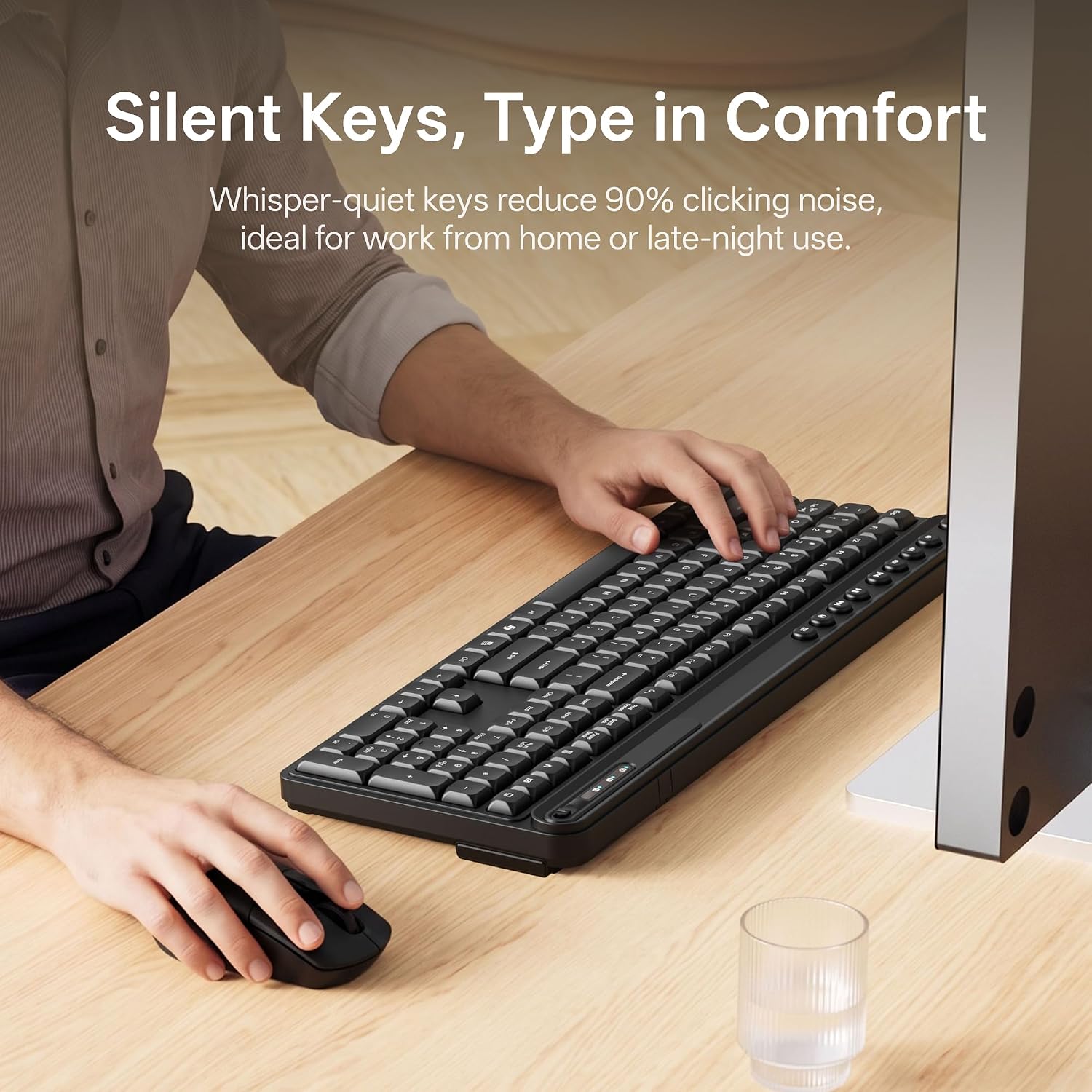 Detalle de ZODE KM270S Wireless Keyboard and Mouse Combo, 118-Key Quiet QWERTY
