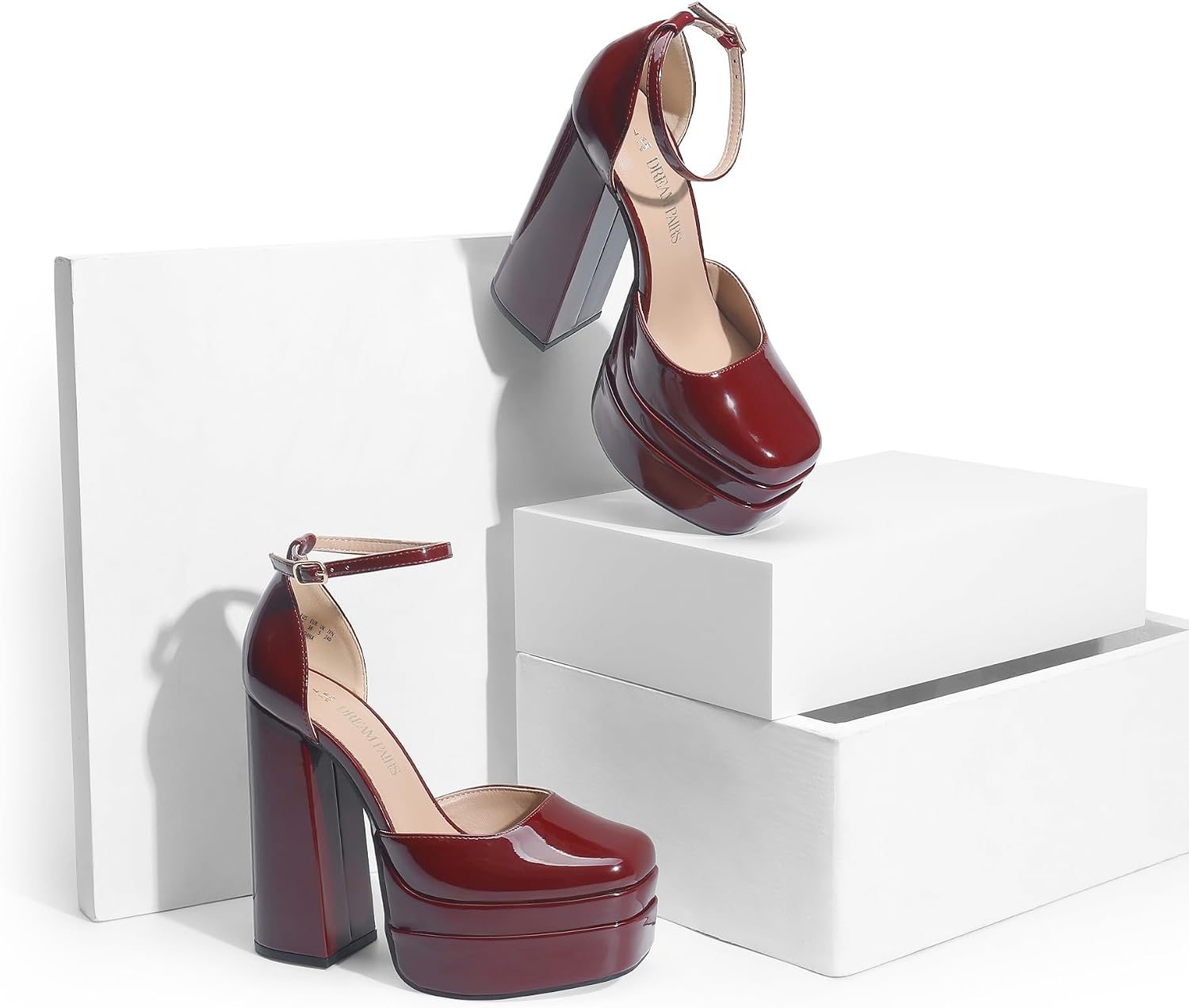Detalle de DREAM PAIRS Sdpu2319w Women's Platform Pumps with Square Toe and Ankle Strap