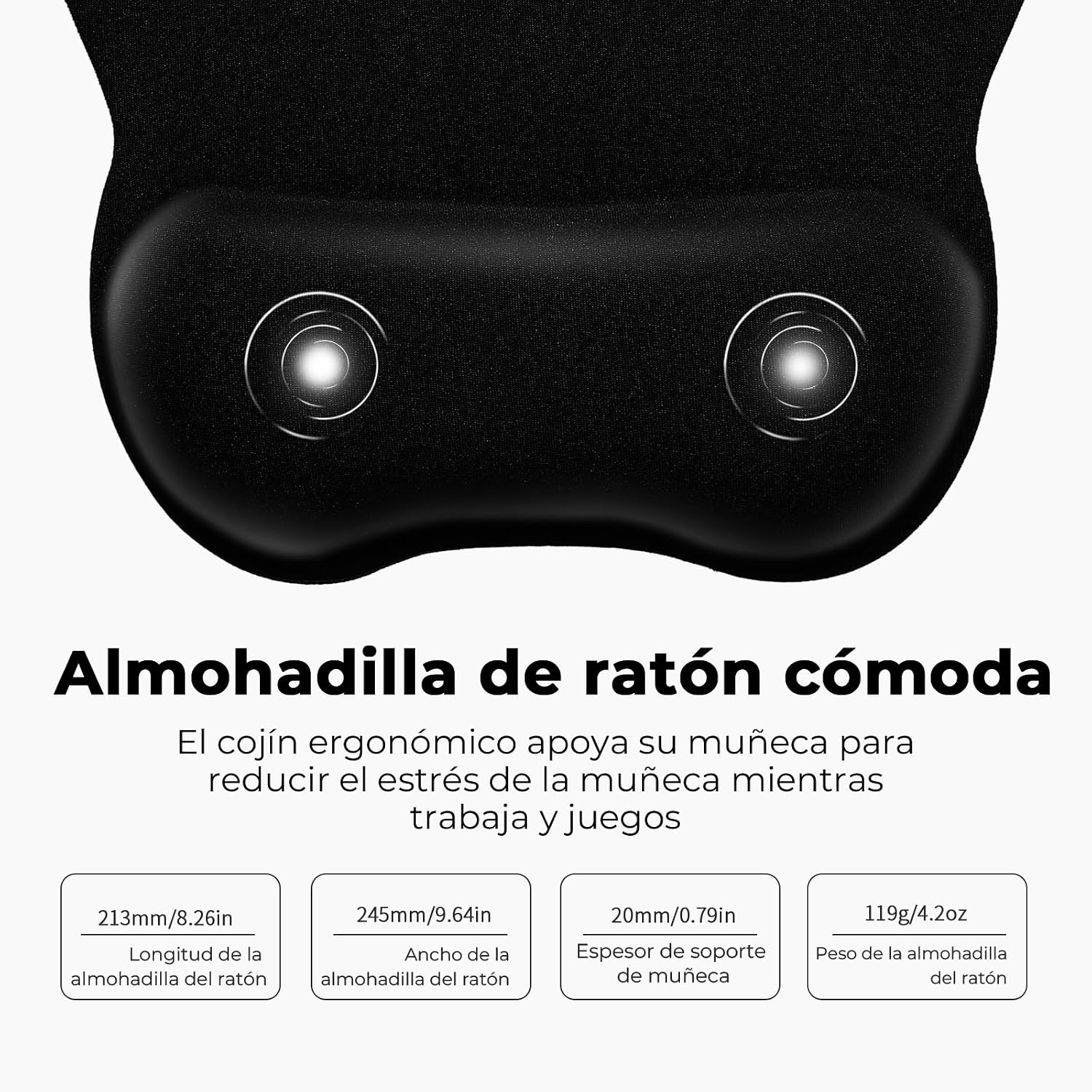 Detalle de EooCoo alfombrilla de ratón con reposamuñecas de espuma viscoelástica