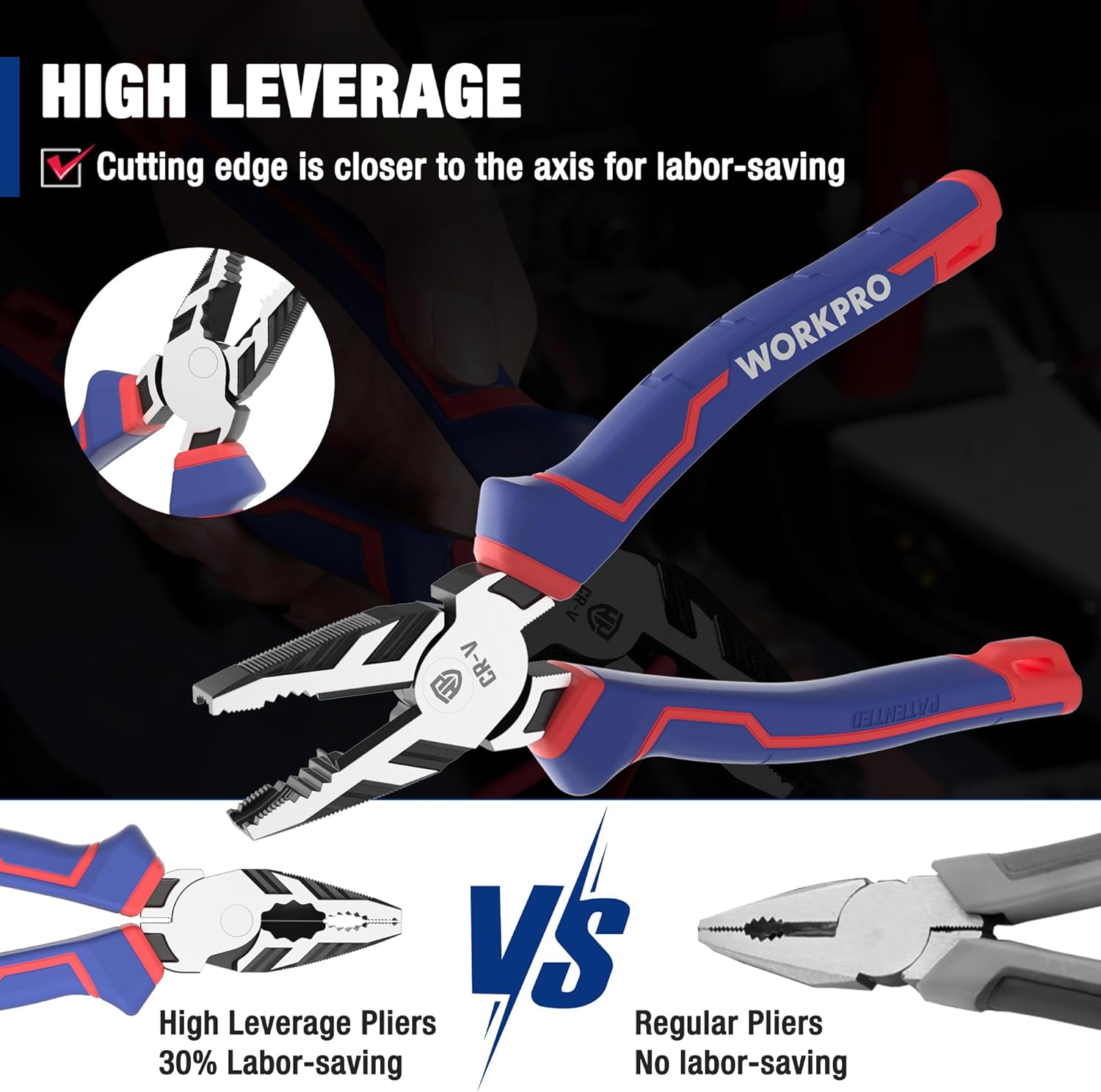 Thumbnail 2 de WorkPRO 200 mm Combination Pliers High Leverage