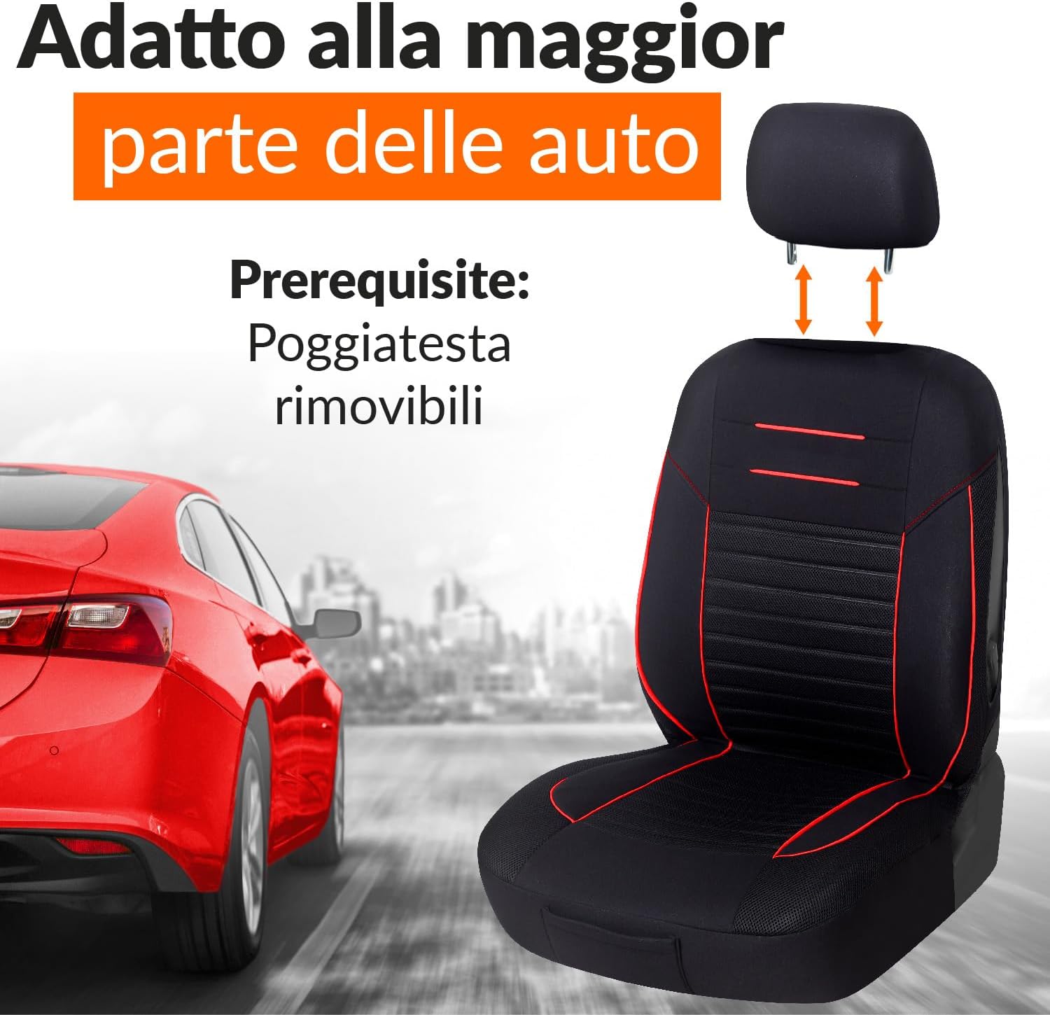 Thumbnail 4 de Upgrade4cars Coprisedili Universali Rosso Nero