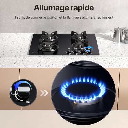 Detalle 2 de WEHIMO cocina gas 4 fuegos 7800 W 60 cm