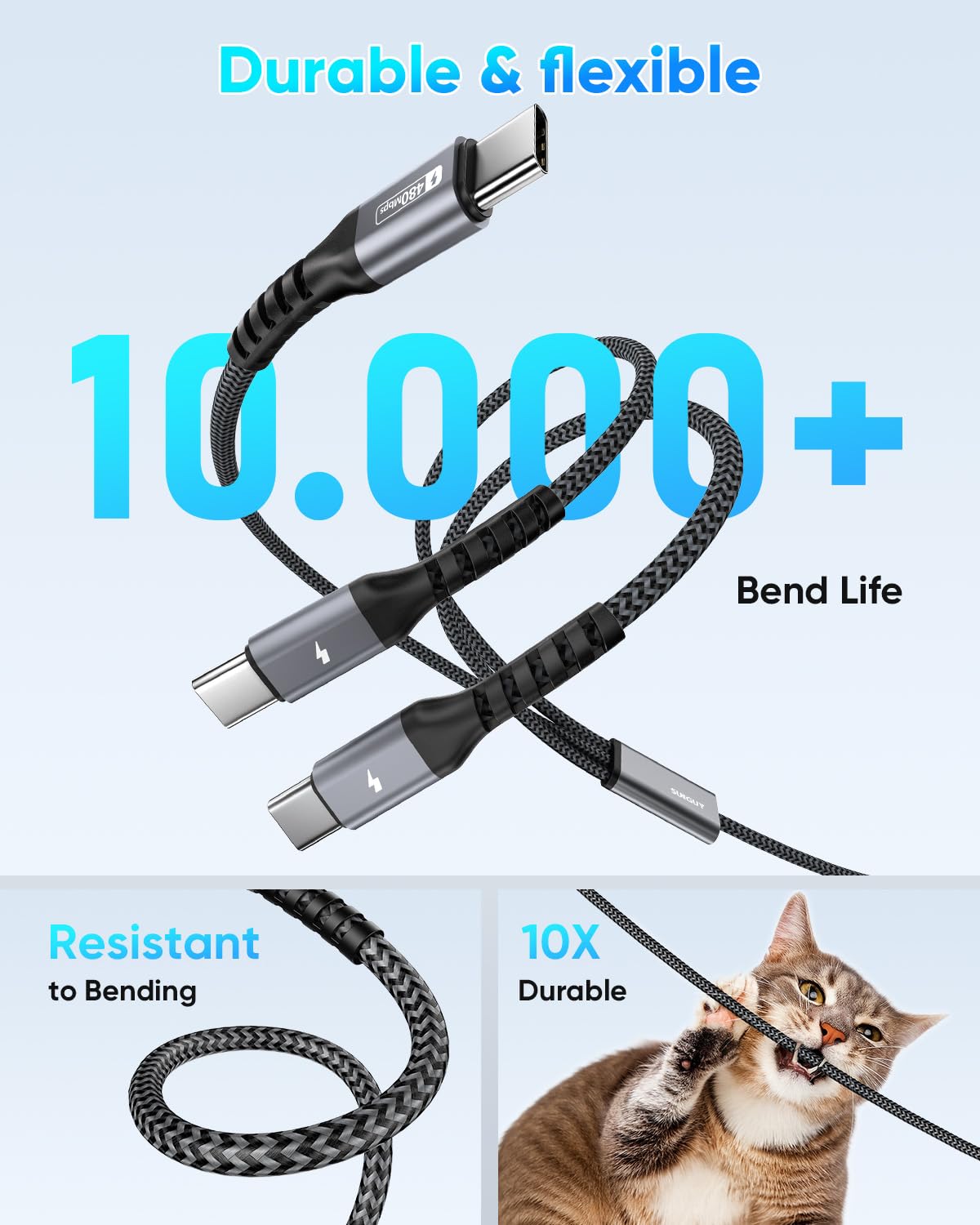 Thumbnail 5 de SUNGUY USB-C Multi Charger Cable 1.2m (3-in-1) with QC3.0 Fast Charging