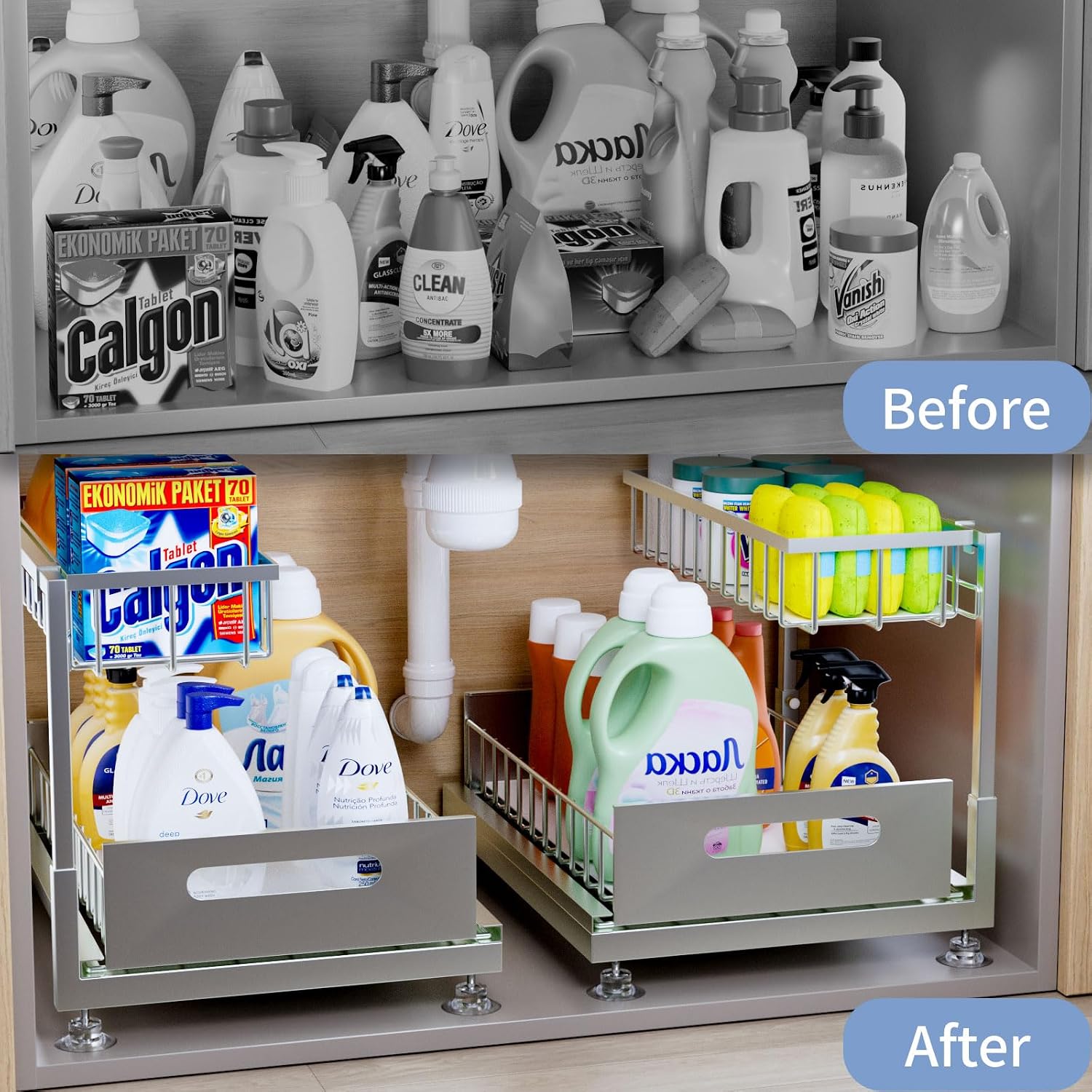 Thumbnail 1 de Under Sink Organizer 2-Tier Pull-Out Rack 🚪