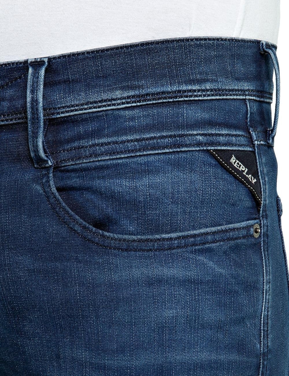 Detalle de Replay Herren Jeans Anbass Hyperflex Colour Xlite – Slim Fit mit Stretch