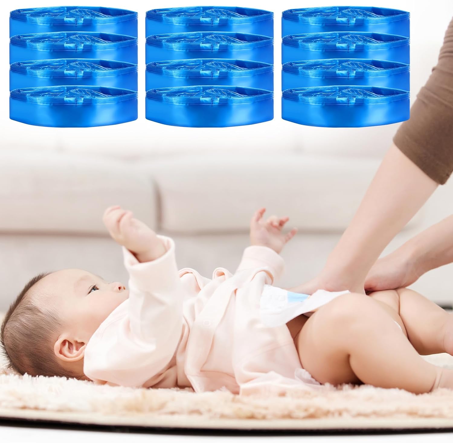 Thumbnail 6 de 12 Stück Nachfüllfolie für Windeleimer – 7-Lagige Verdickte Kassetten, 4,5 m pro Rolle, Blau