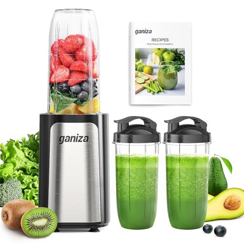 Detalle de Ganiza Mixeur 900W avec 3 gourdes portables – Blender personnel et nomade