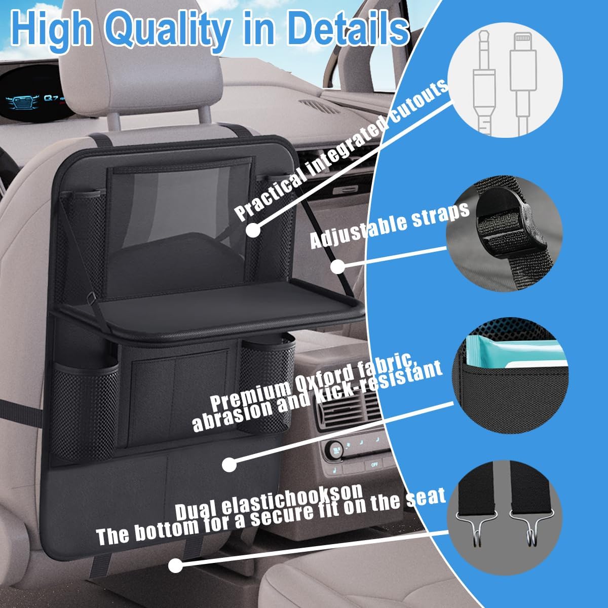 Detalle 2 de Car Backseat Organizer with Foldable Tray and 10 Pockets