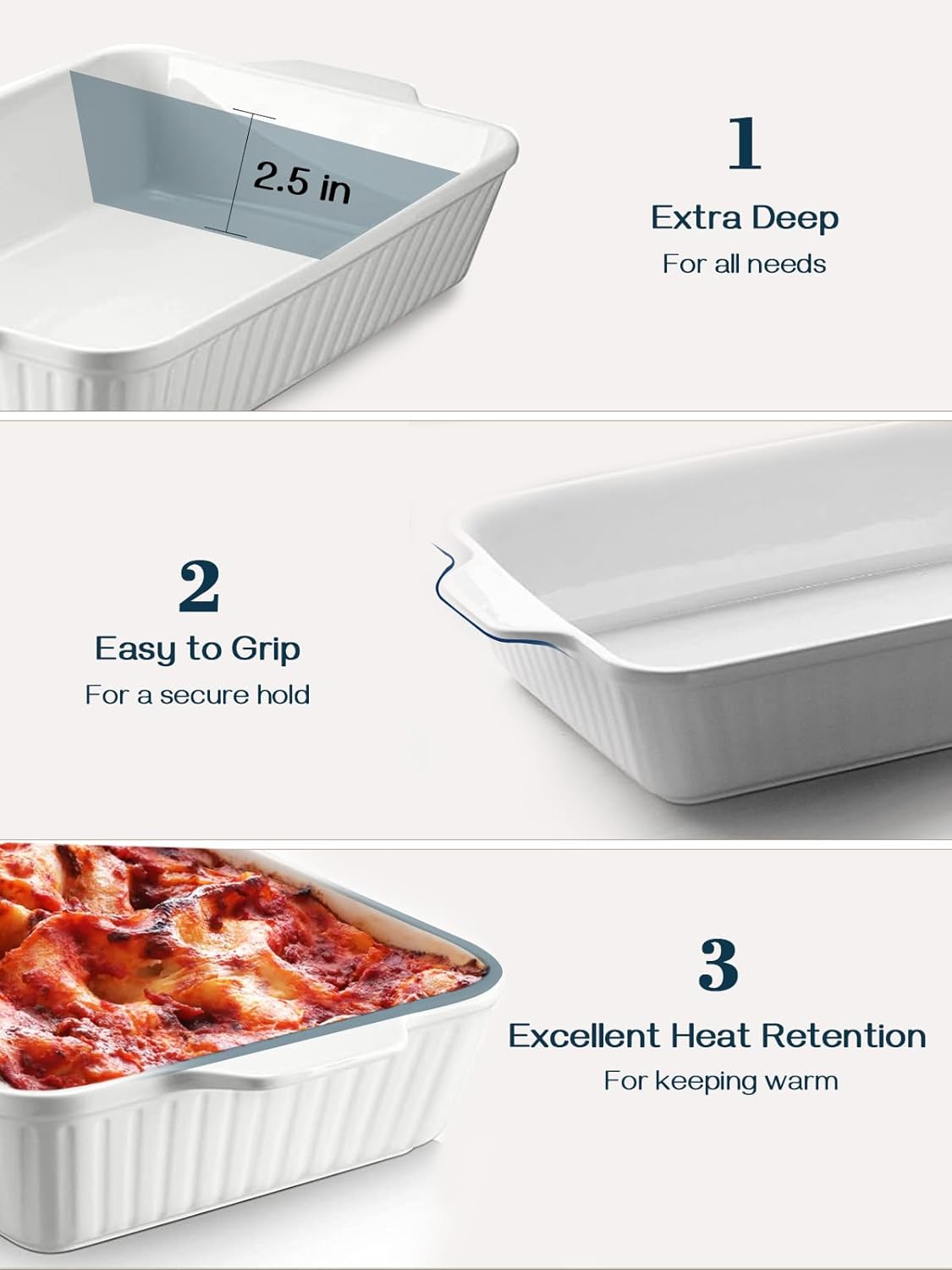 Detalle de DOWAN 9x13 ceramic baking dish, 4.2 qt