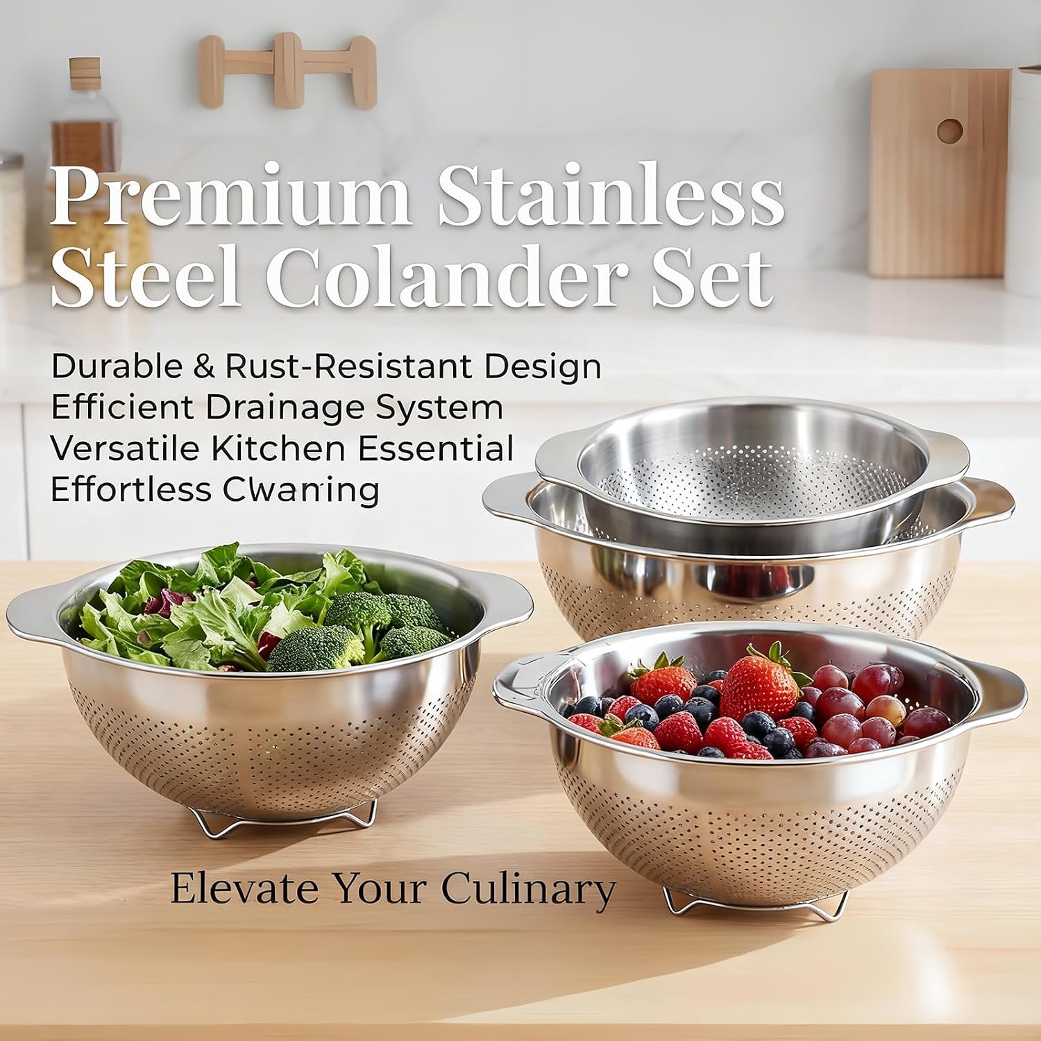 Detalle 2 de QBGSFSYG Stainless Steel Colander, 5QT