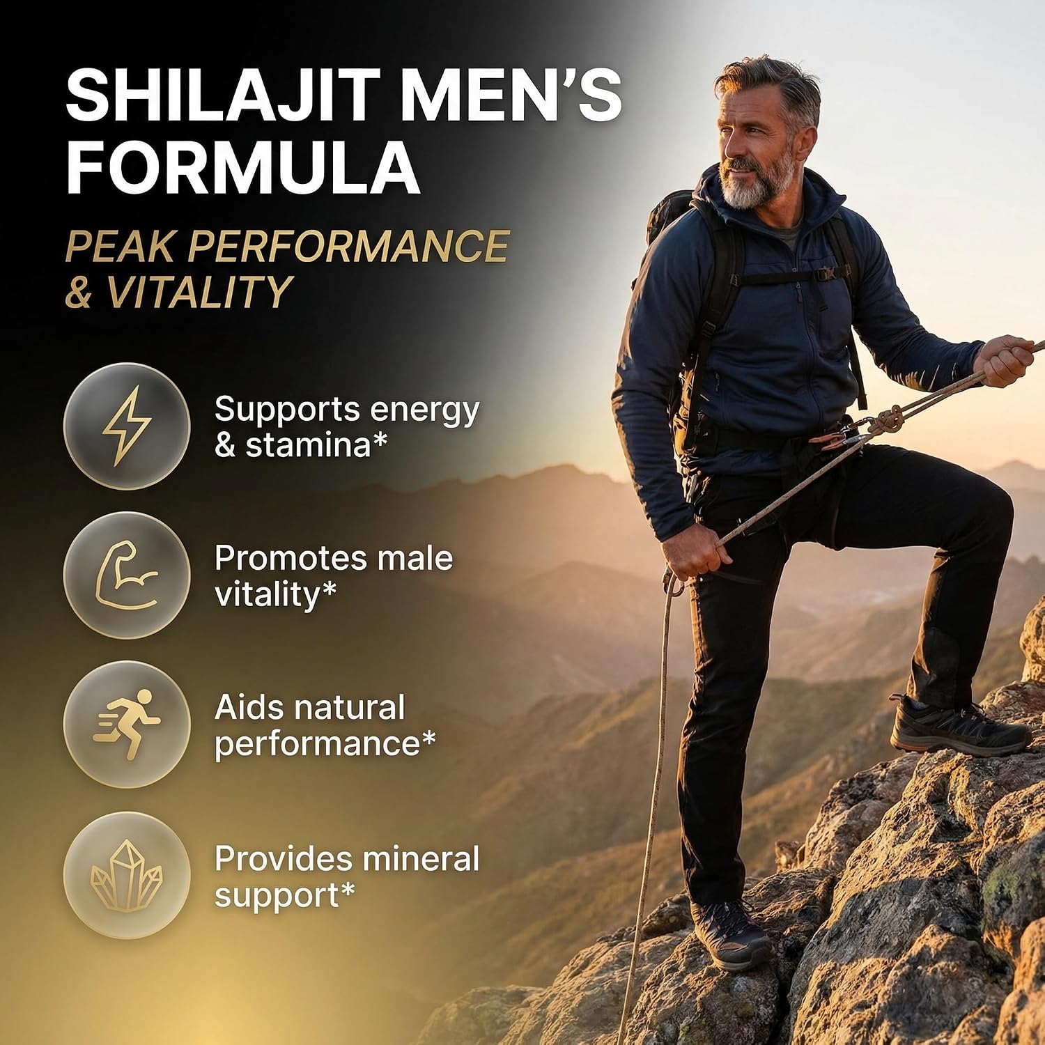 Detalle de Clean Nutraceuticals Shilajit Supplement Capsules with Sea Moss, Tongkat Ali & CoQ10