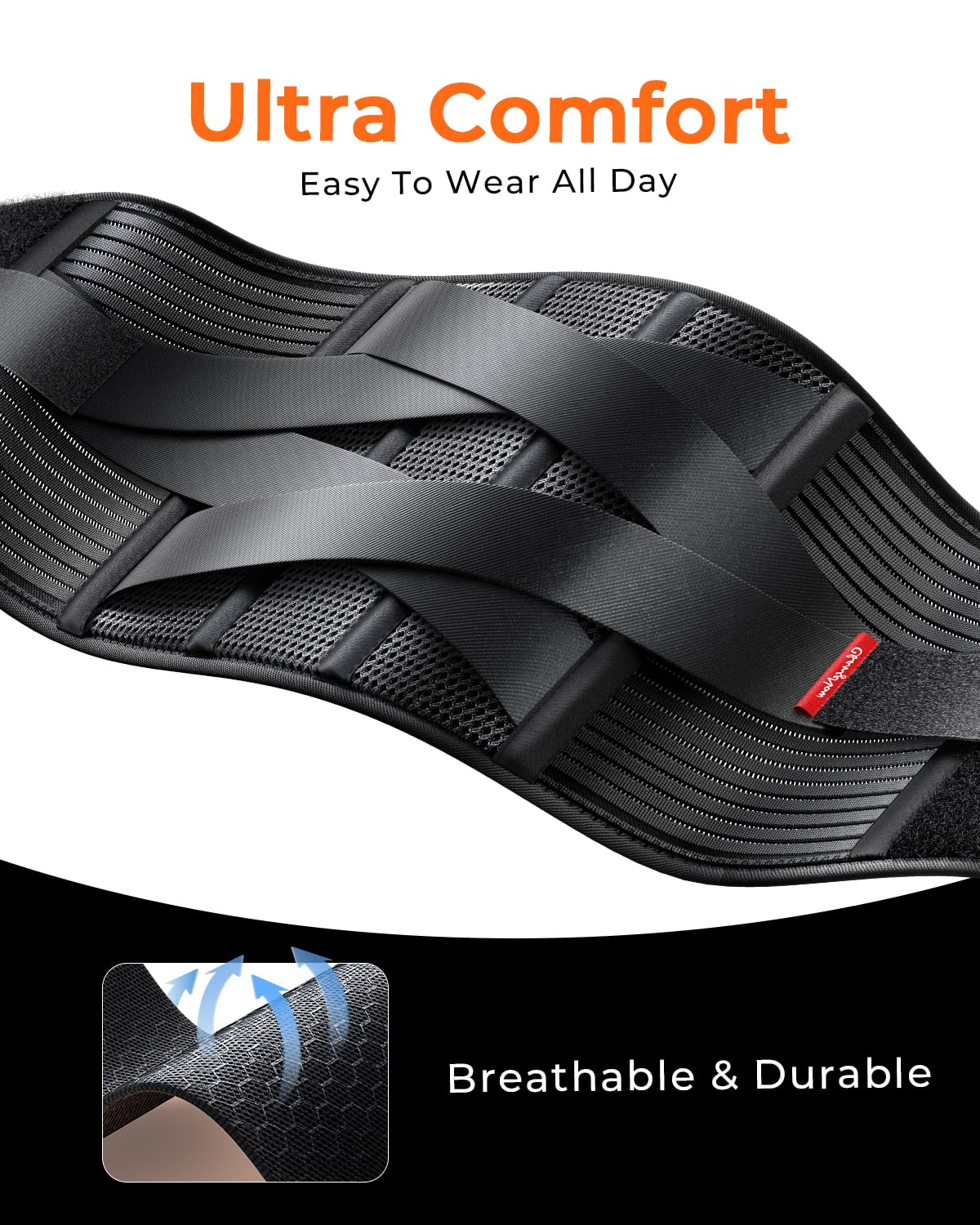 Thumbnail 3 de Ultra Breathable Work Back Brace with Removable Straps — Medical-Grade Support for Lifting and Busy Workdays