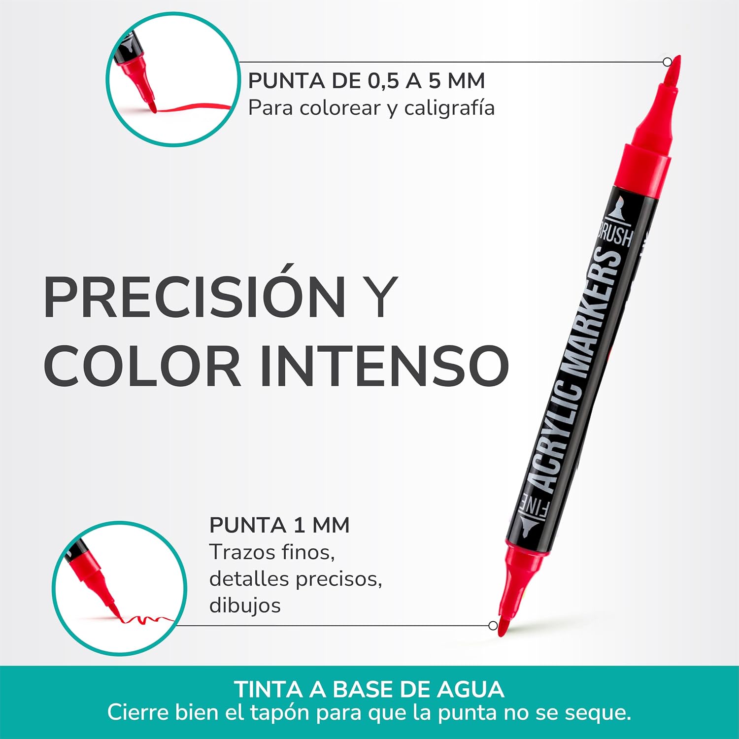 Detalle 2 de Zenacolor Rotuladores Acrílicos Doble Punta - 48 Colores 🎨