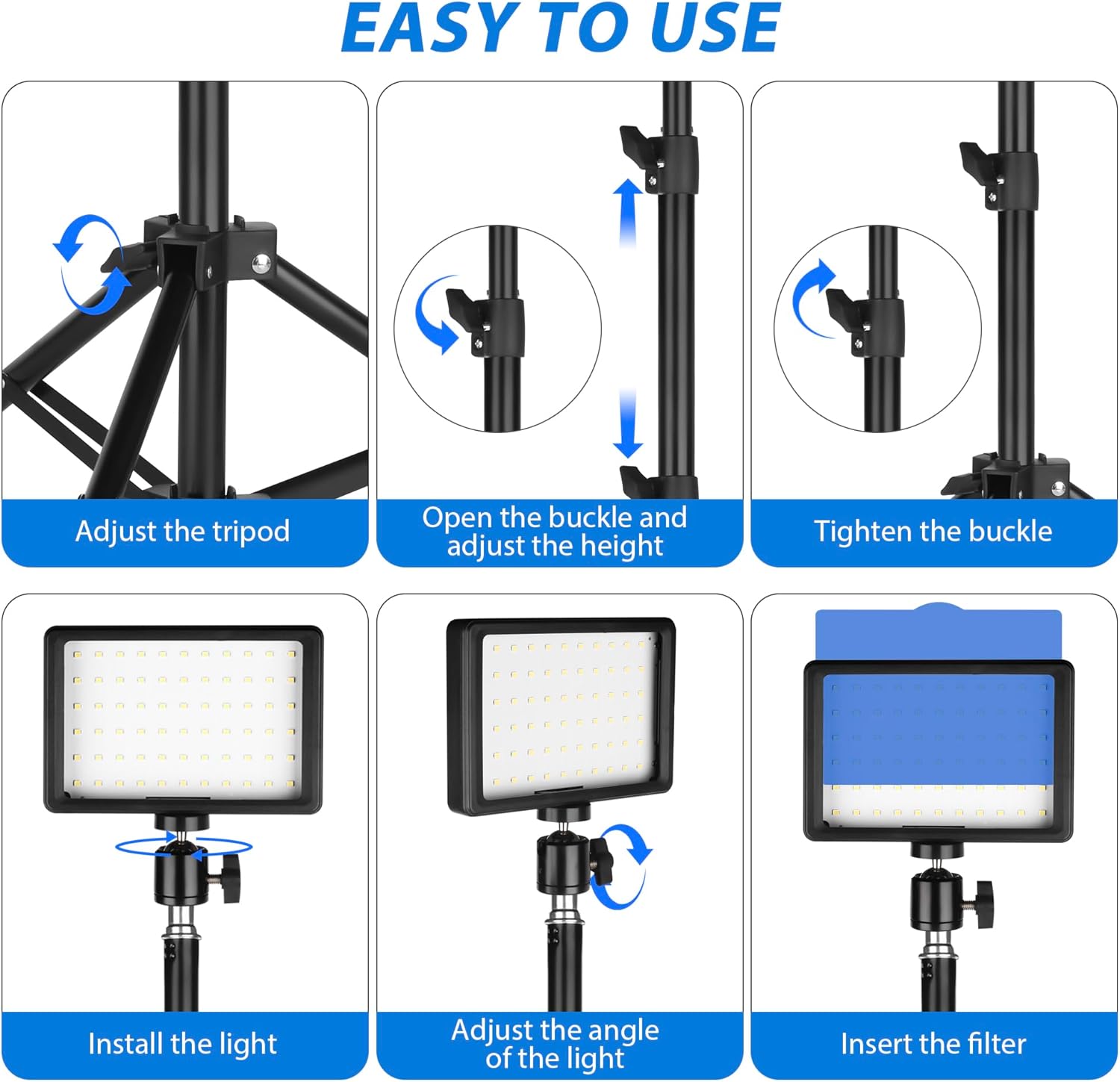 Detalle 2 de Ci-Fotto LED Fotolicht Video Licht 2er-Set, dimmbar (5600K), USB-Panel inklusive Farbfilter