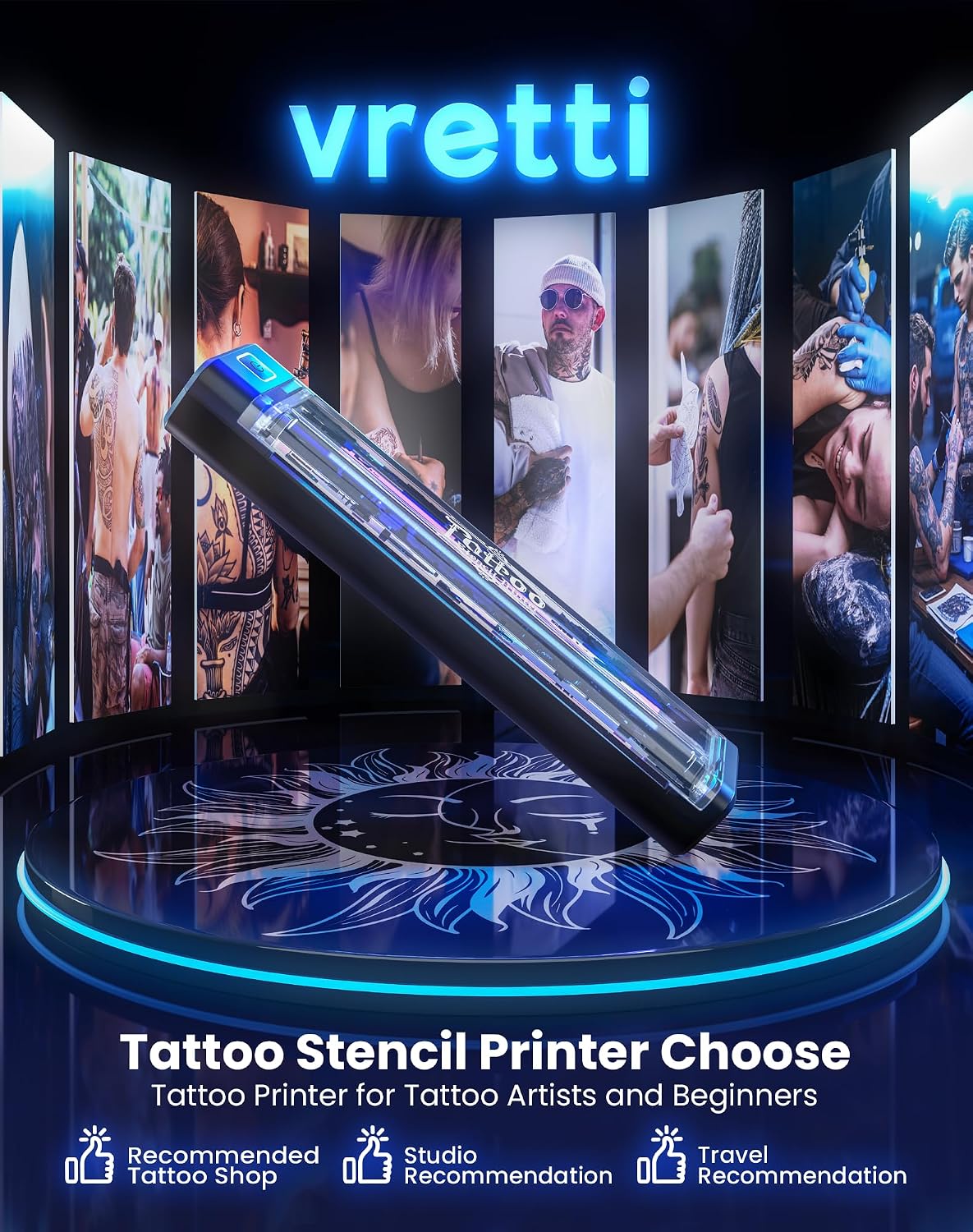 Detalle de vretti Tattoo Drucker – Tattoo Stencil Drucker mit A4 Transferpapier und kabelloser Performance
