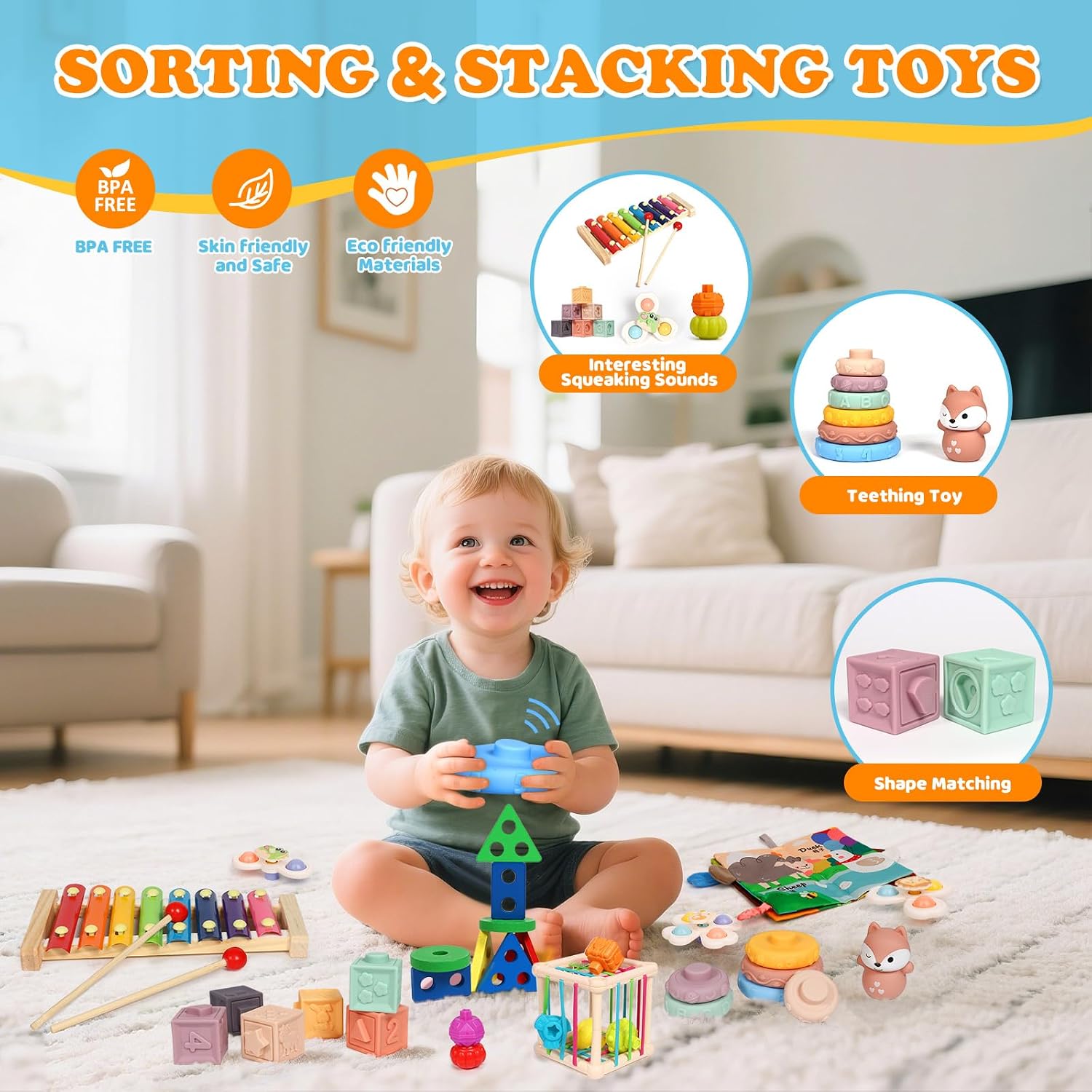 Detalle 2 de VuvuVoda 7-in-1 Montessori Toddler Activity Toy Set (12–36 months)