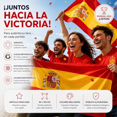 Detalle de Bandera España – Mundial 2026 (90x150 cm) de TK Gruppe Timo Klingler