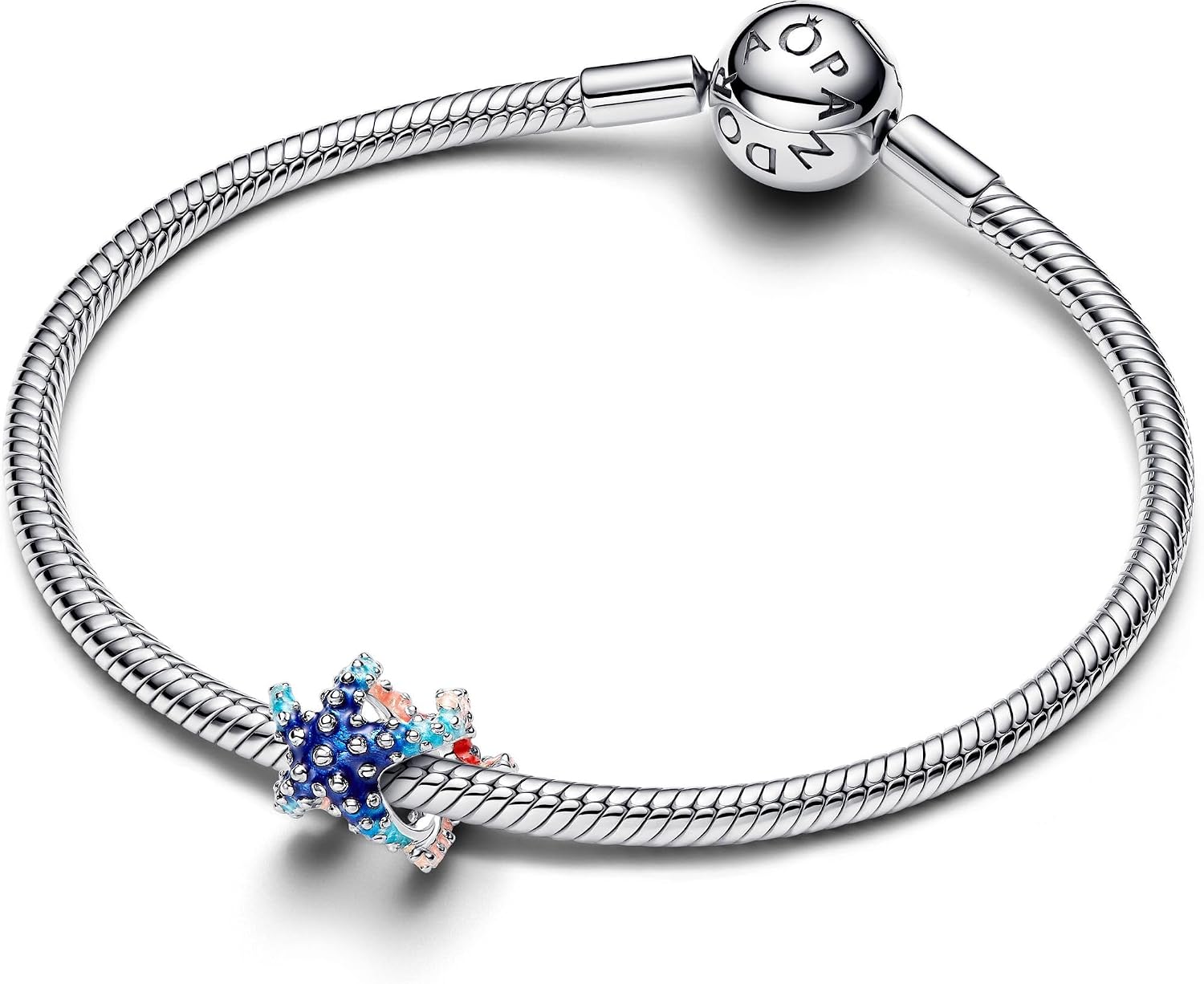 Detalle de PANDORA Moments Seestern Mini-Charm aus Sterling Silber (793817C01) – Farbenfrohe Meereszene