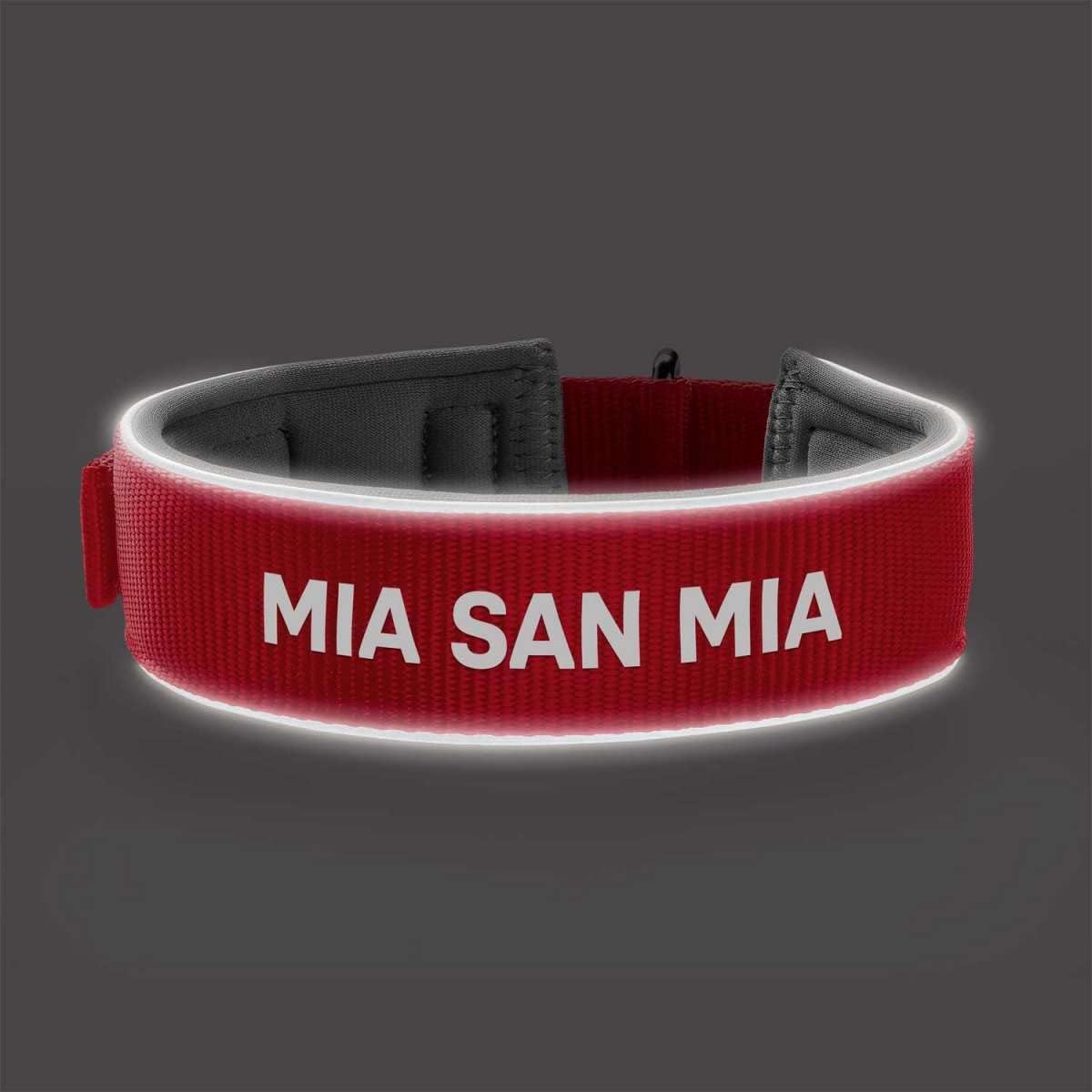 Detalle de Hunter Neopren Reflect FC Bayern München Hundehalsband, M-L (55), rot/grau