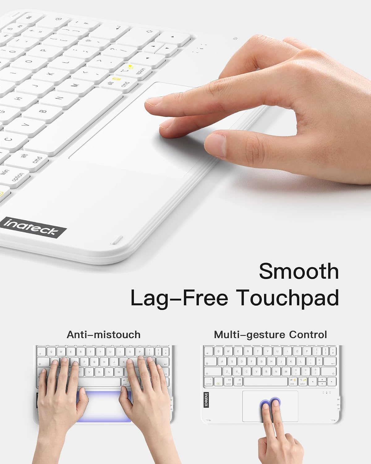 Detalle de Inateck Tablet Bluetooth Keyboard with Touchpad (KB01105) – White