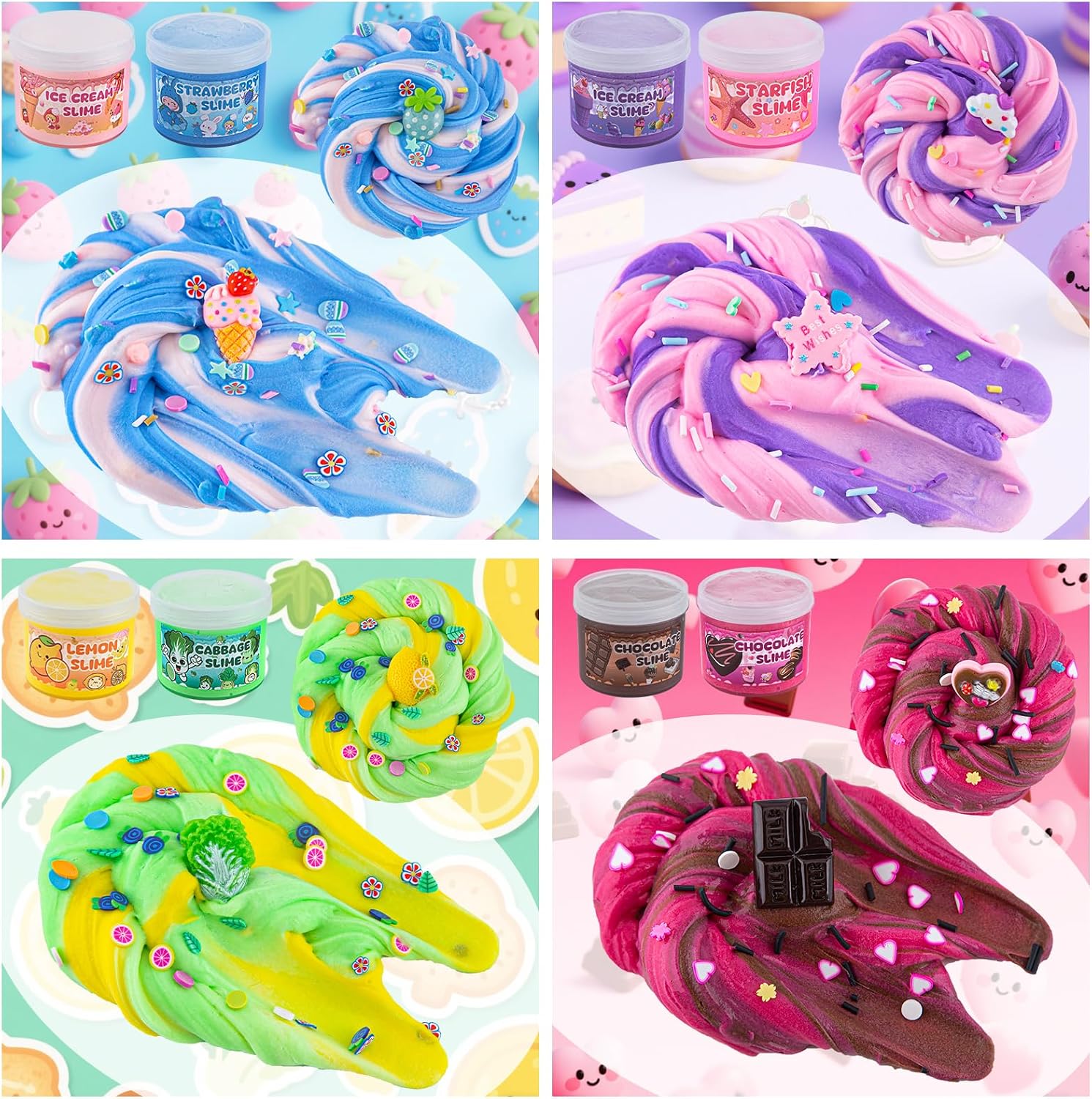 Detalle de 18 Pack Butter Cloud Slime Kit for Kids (18 Colors + Add-Ins) — Slime Party Favors for Ages 8–12