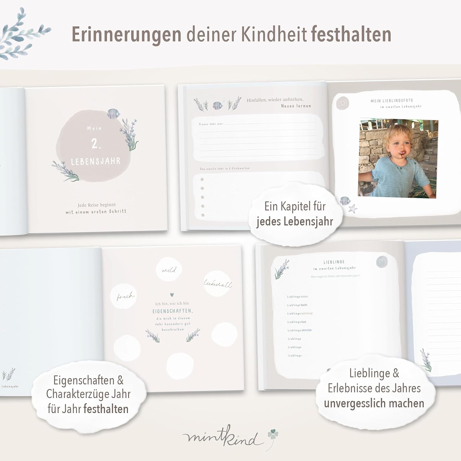 Thumbnail 2 de mintkind Erinnerungsalbum Kindheit Blau