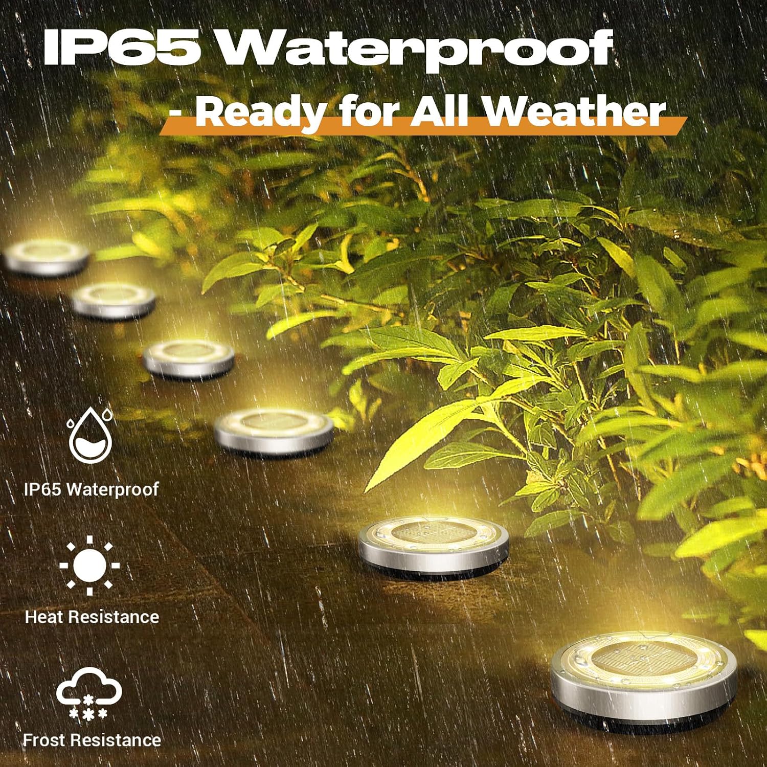 Thumbnail 2 de vighep Solar Lights Outdoor Garden: 24 Pack Super Bright LED Ground Lights, IP65, Warm White