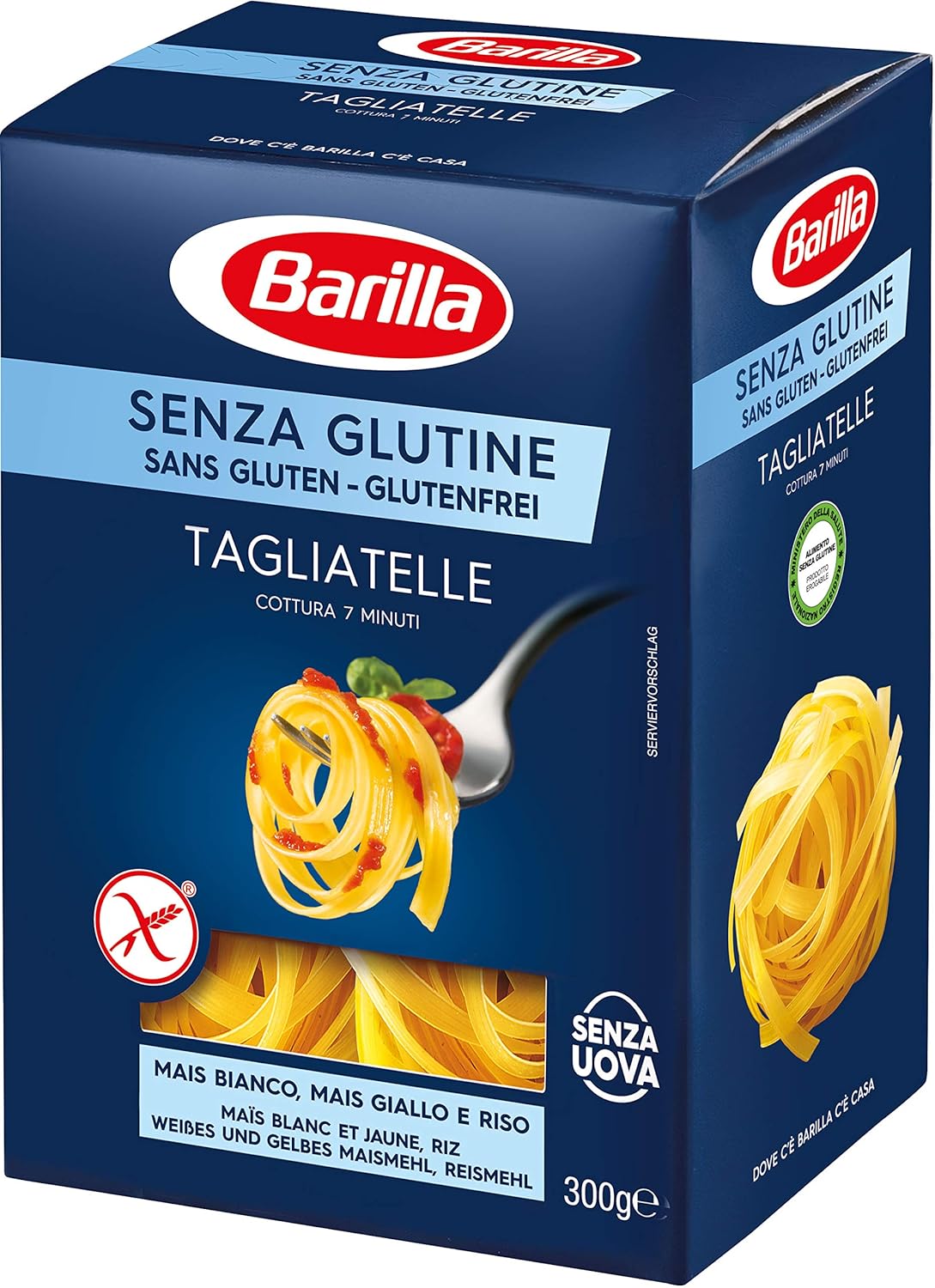 Detalle de Barilla glutenfreie Tagliatelle aus Mais und Reis – 300 g (4er Pack)