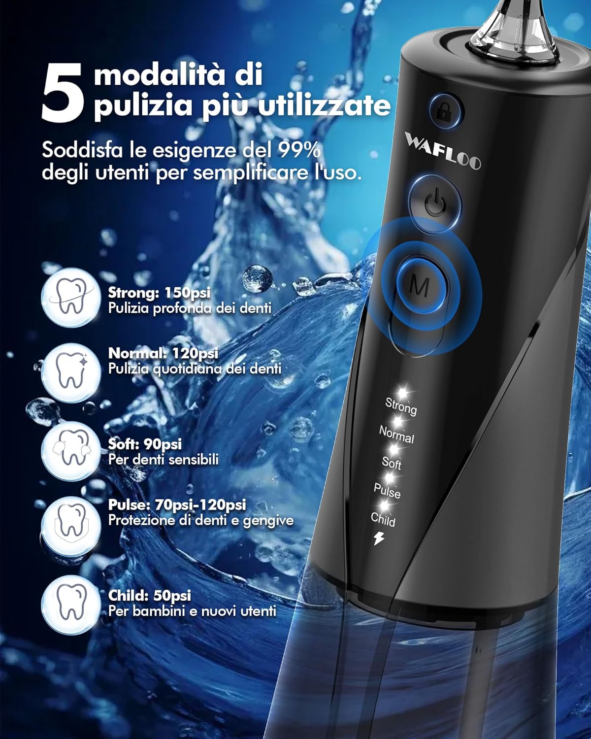 Thumbnail 1 de WAFLOO idropulsore dentale IPX7, 300 ml