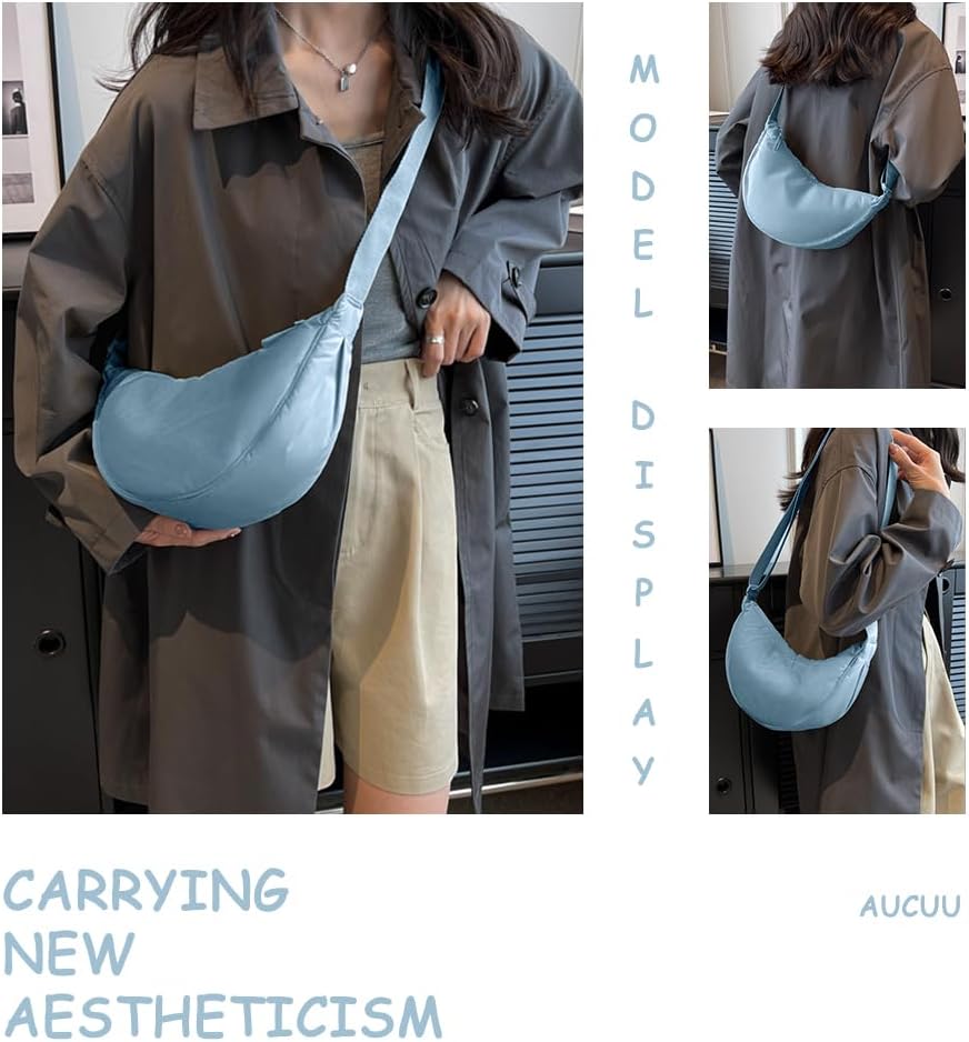 Thumbnail 6 de Aucuu Sac Bandoulière Croissant de Lune pour Femme – Crescent Bag en nylon, bandoulière réglable