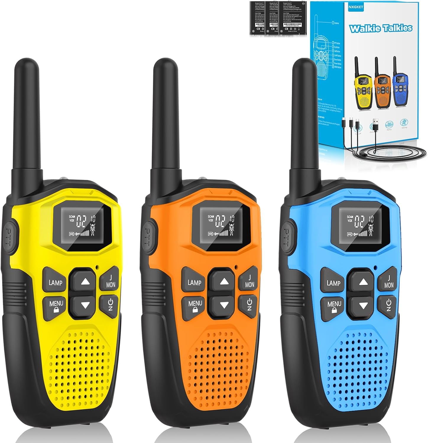 NXGKET Walkie Talkie 3er Set 5 km